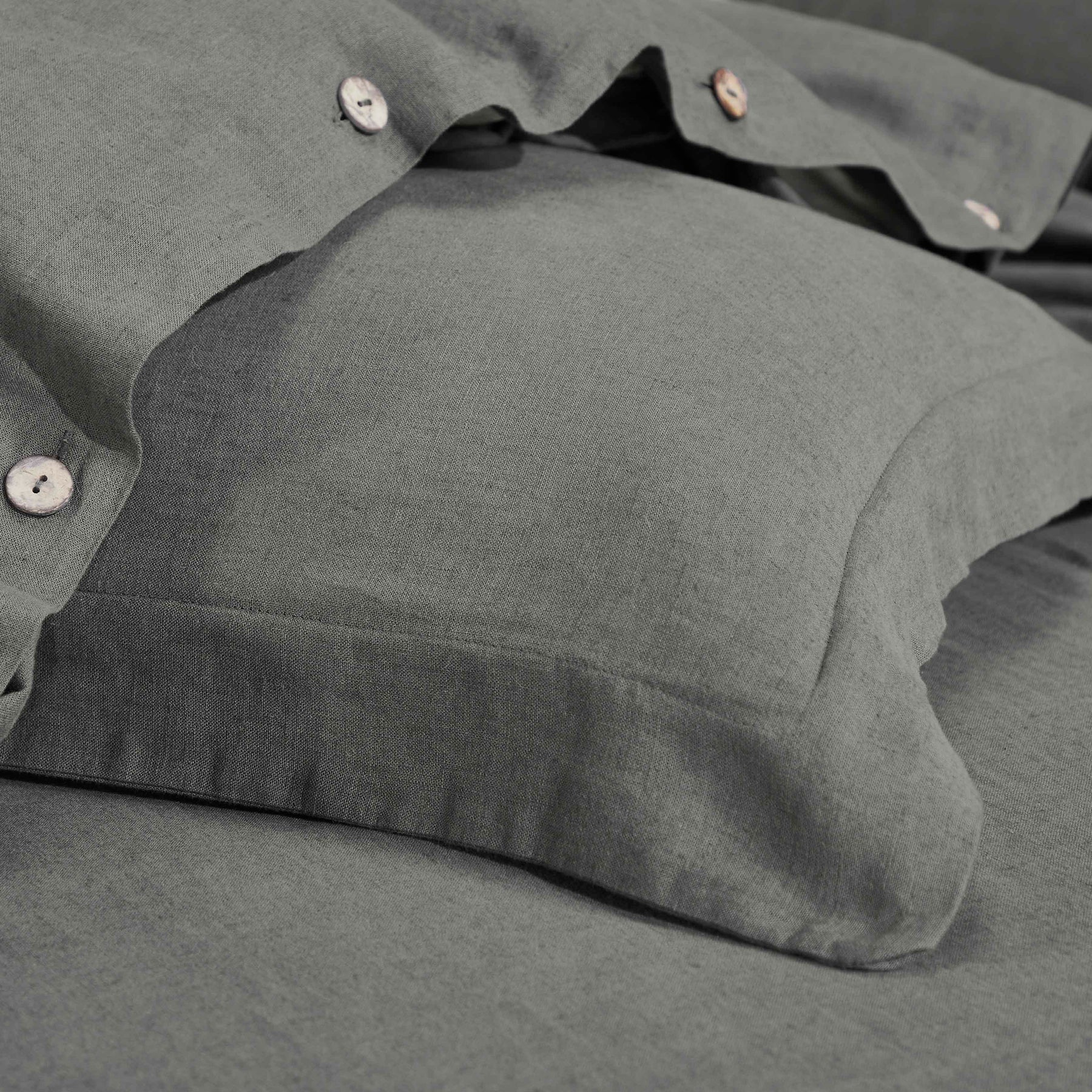 Orion Cotton Linen Garment 3 Piece Duvet Cover Set With Pillow Shams