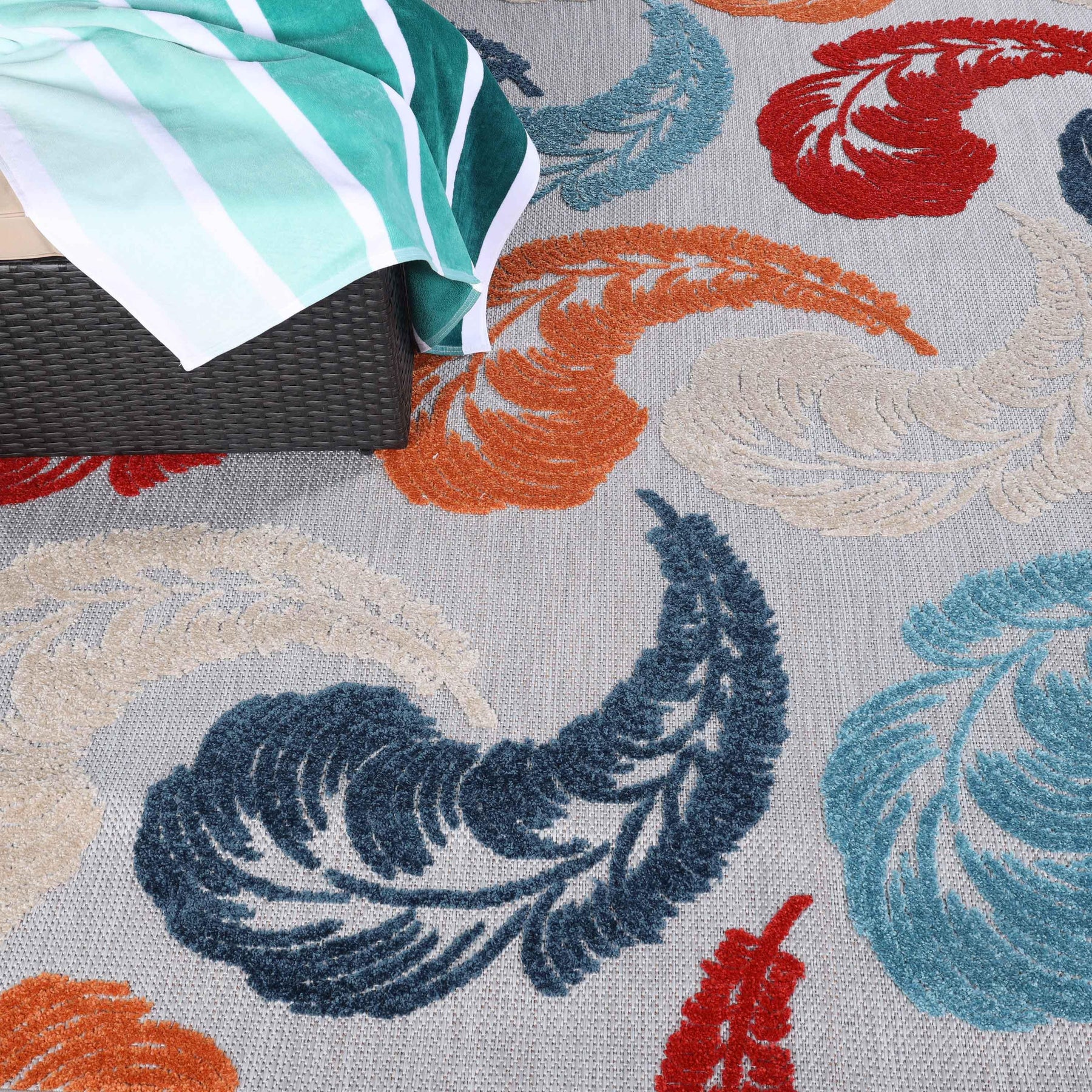 Oversized Feather Area Rug Modern Bohemian Indoor Outdoor Rugs