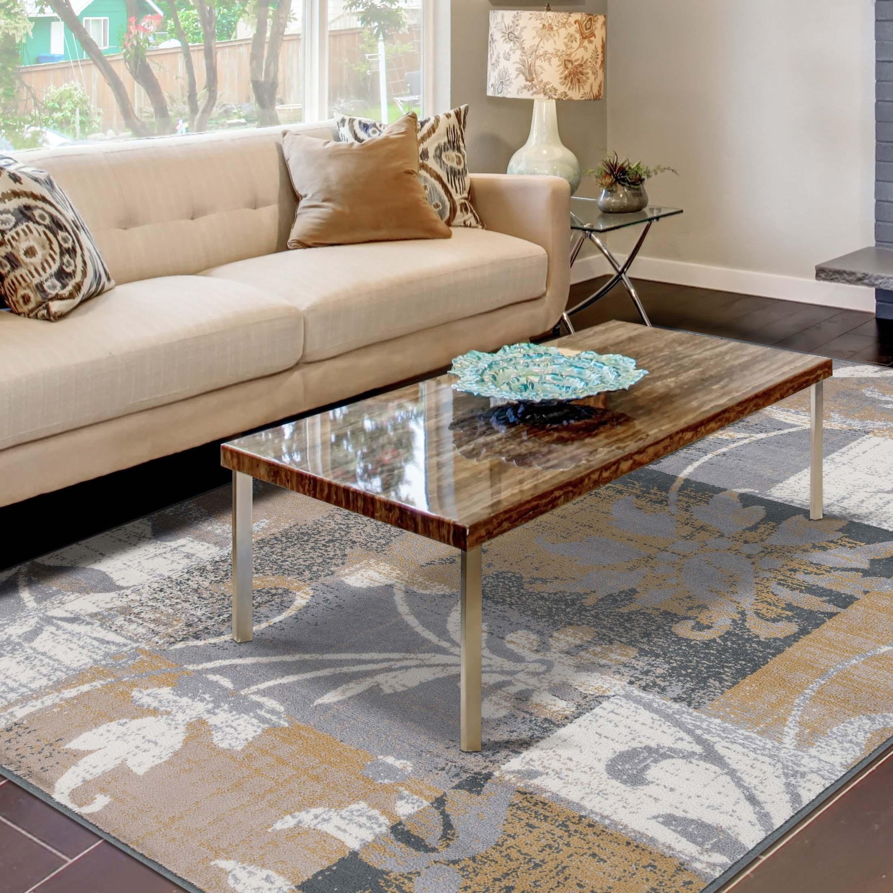 Pastiche Contemporary Floral Patchwork Indoor Area Rug or Runner