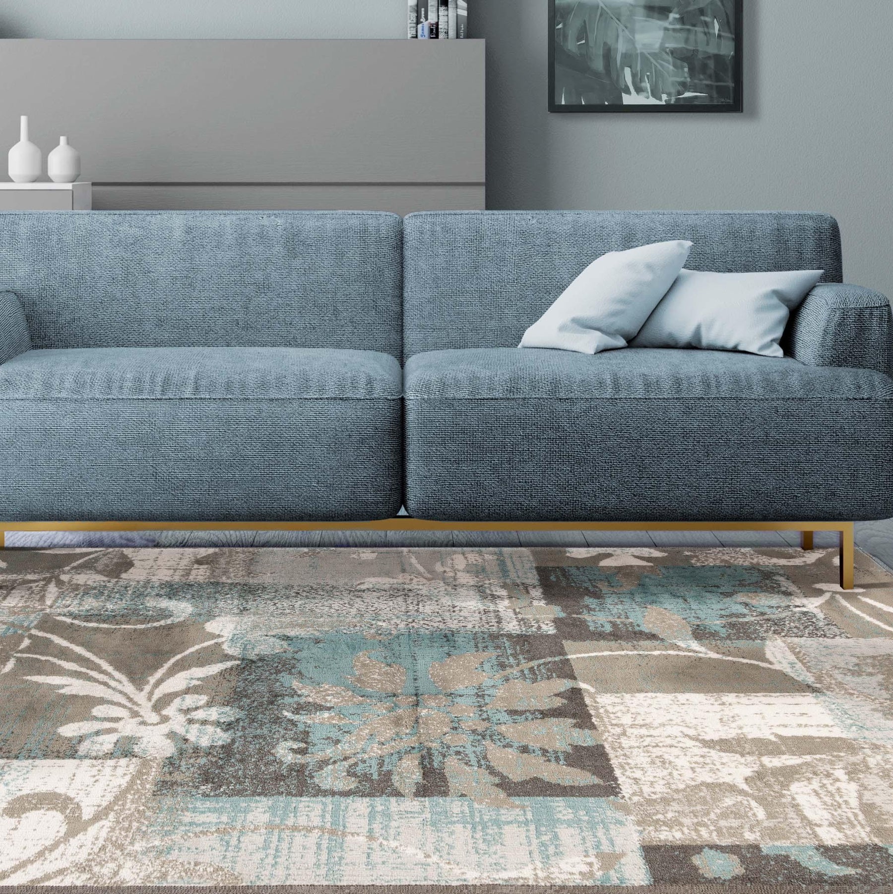 Pastiche Contemporary Floral Patchwork Indoor Area Rug or Runner