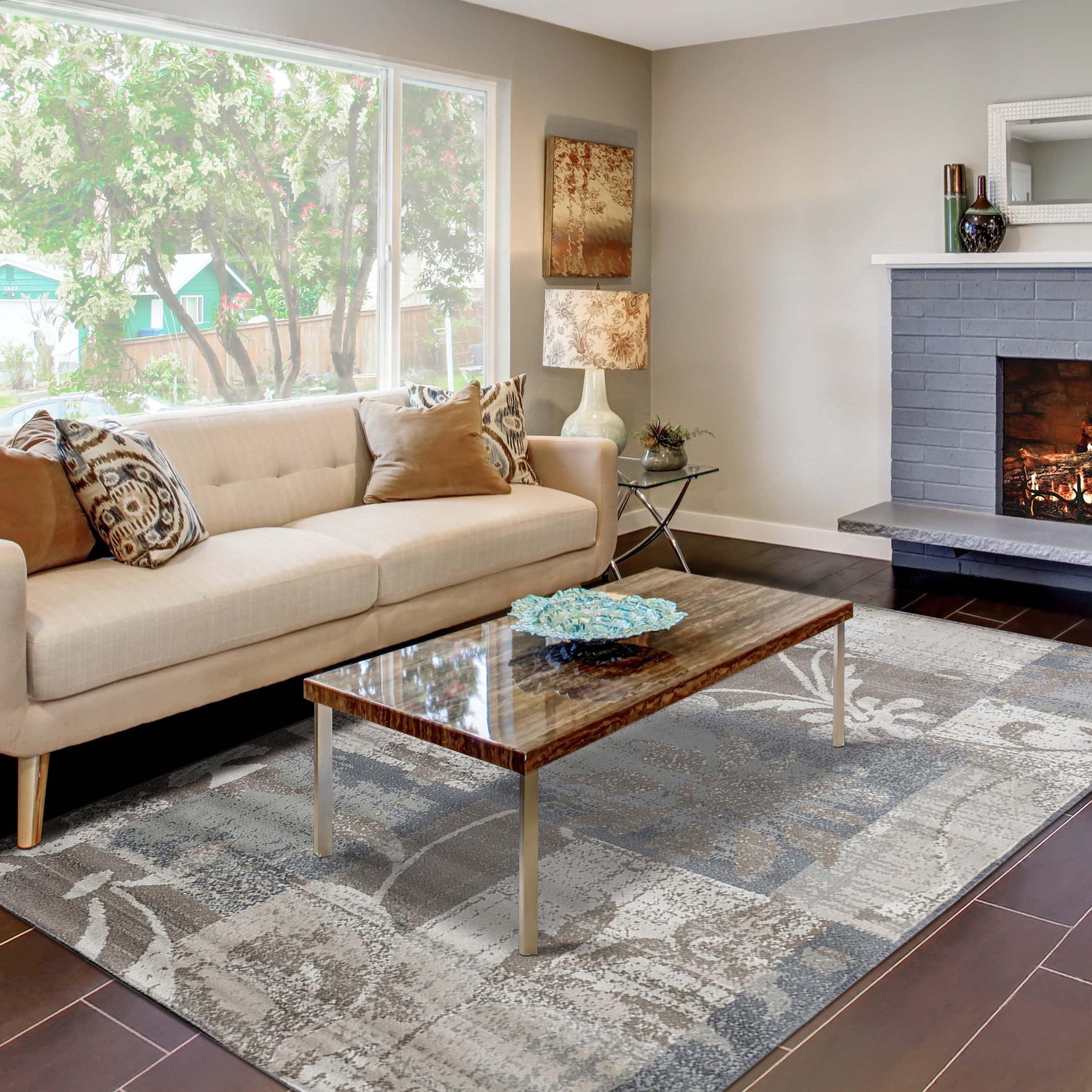Pastiche Contemporary Floral Patchwork Indoor Area Rug or Runner