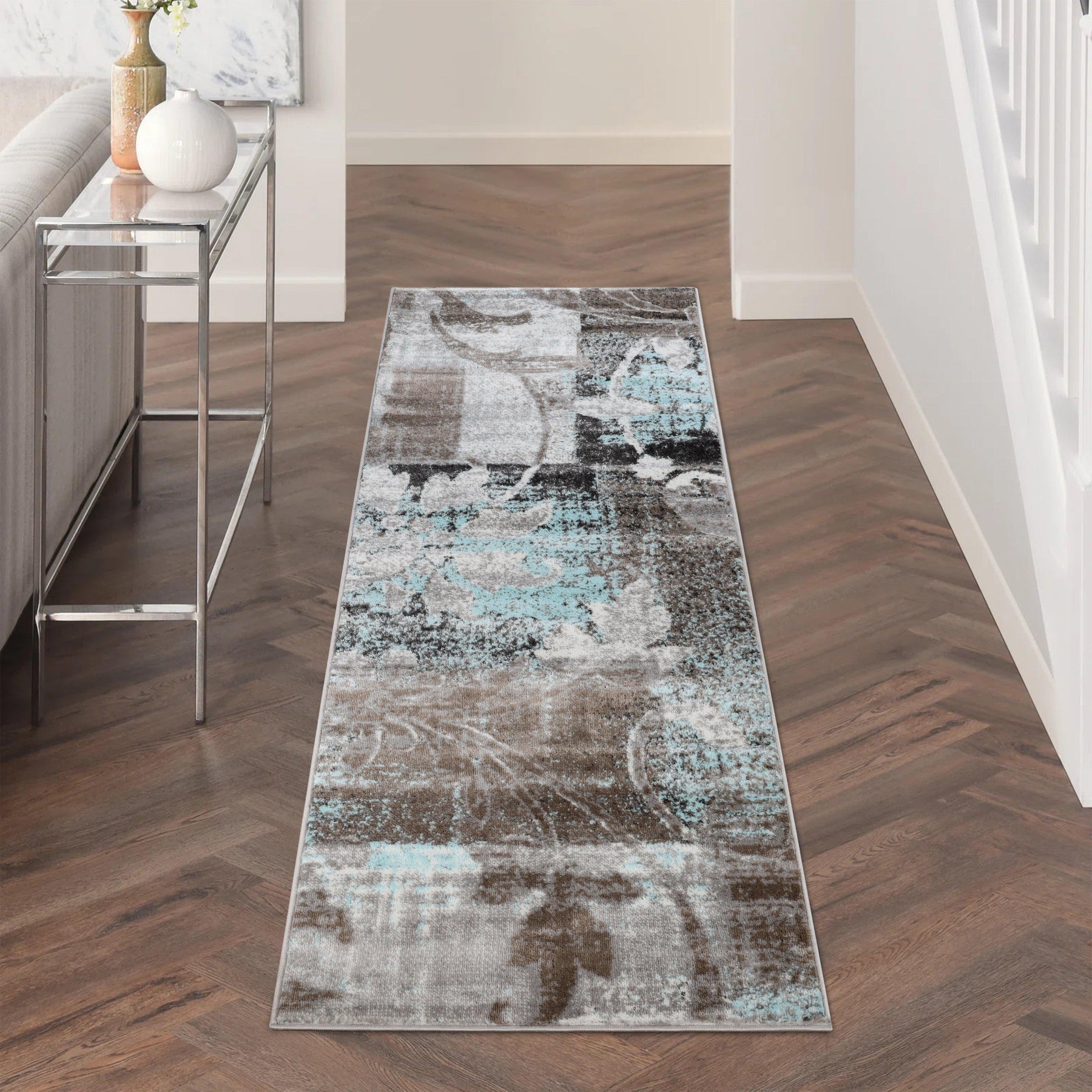Pastiche Contemporary Floral Patchwork Indoor Area Rug or Runner