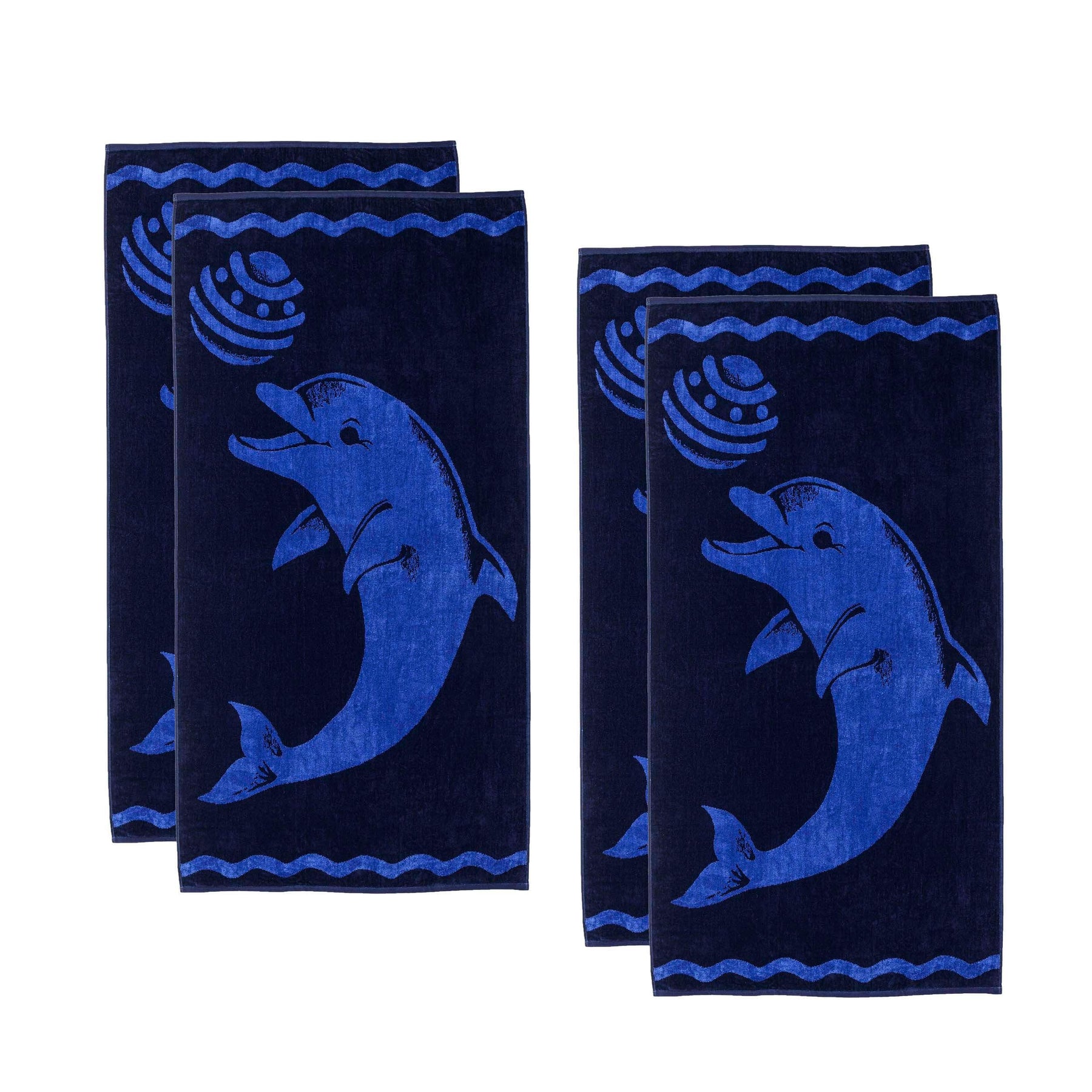 Play Dolphin Oversized Cotton 4 Piece Beach Towel Set