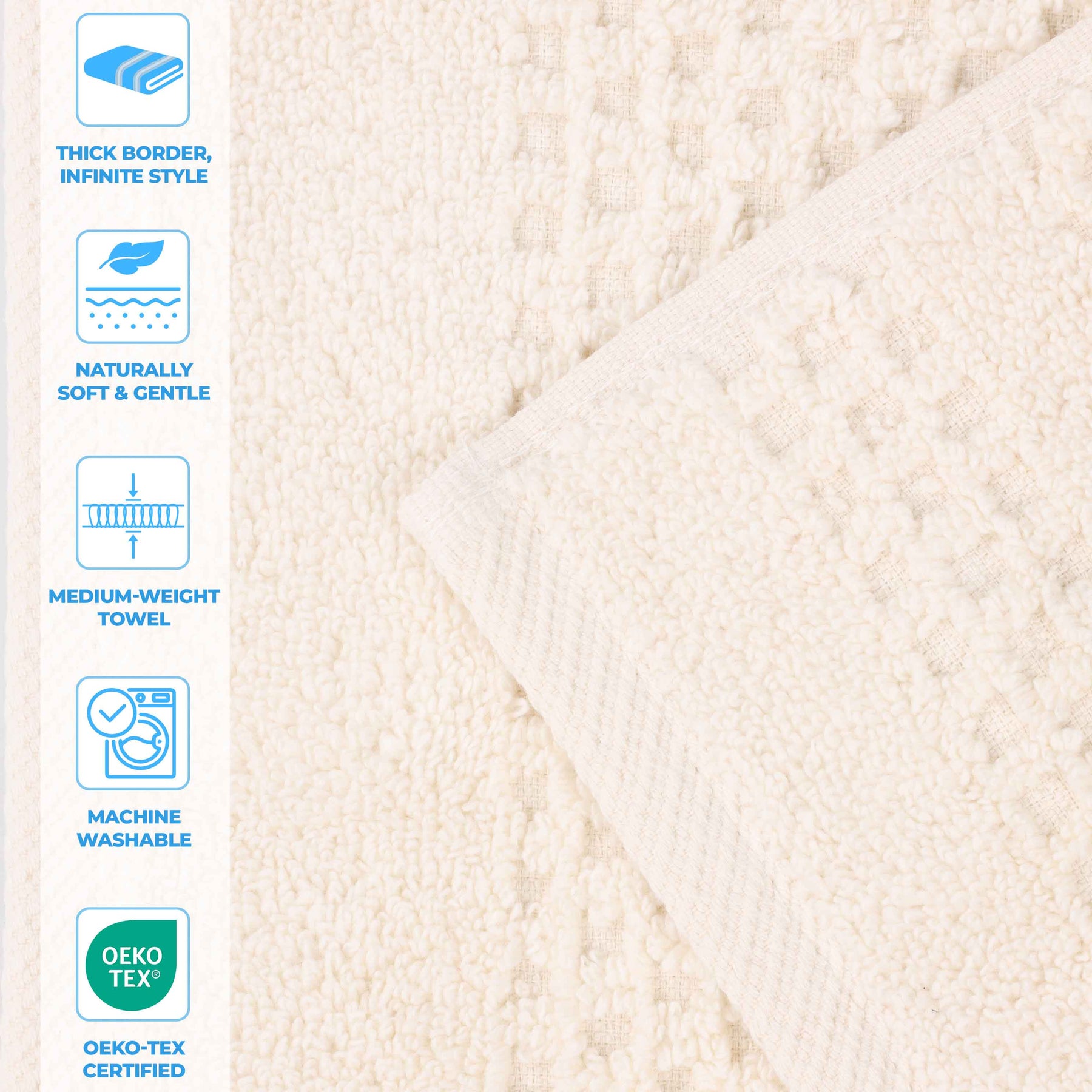 Playa Zero Twist Cotton Solid Waffle Textured Hand Towels, Set of 6