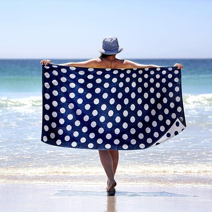 Polka Dot Cotton Oversized 2 Piece Beach Towel Set