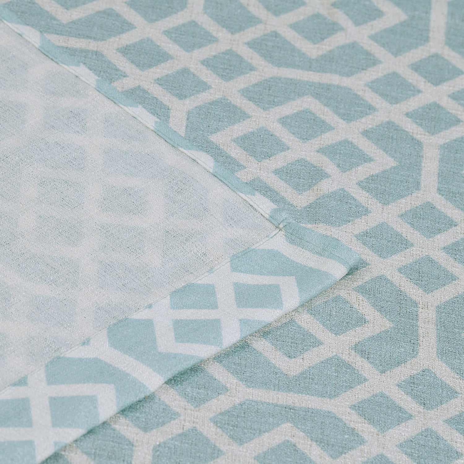 Printed Honey Comb Grommet Traditional Sheer Curtain Panel Set