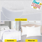 Queen Comforter Mattress Standard Pillows Bedding Set, White
