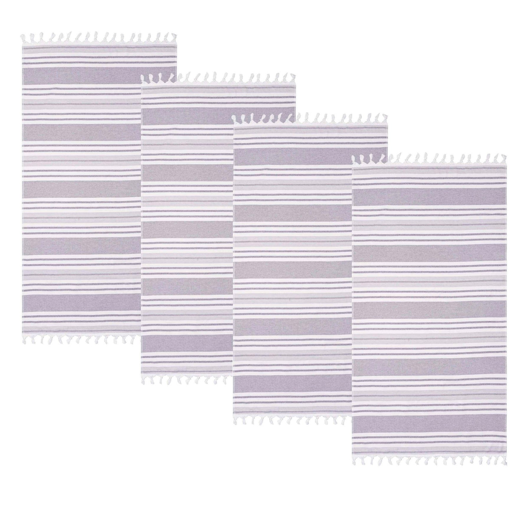 Racer Stripe Fouta 4 Piece Beach Towel Set with Tassels