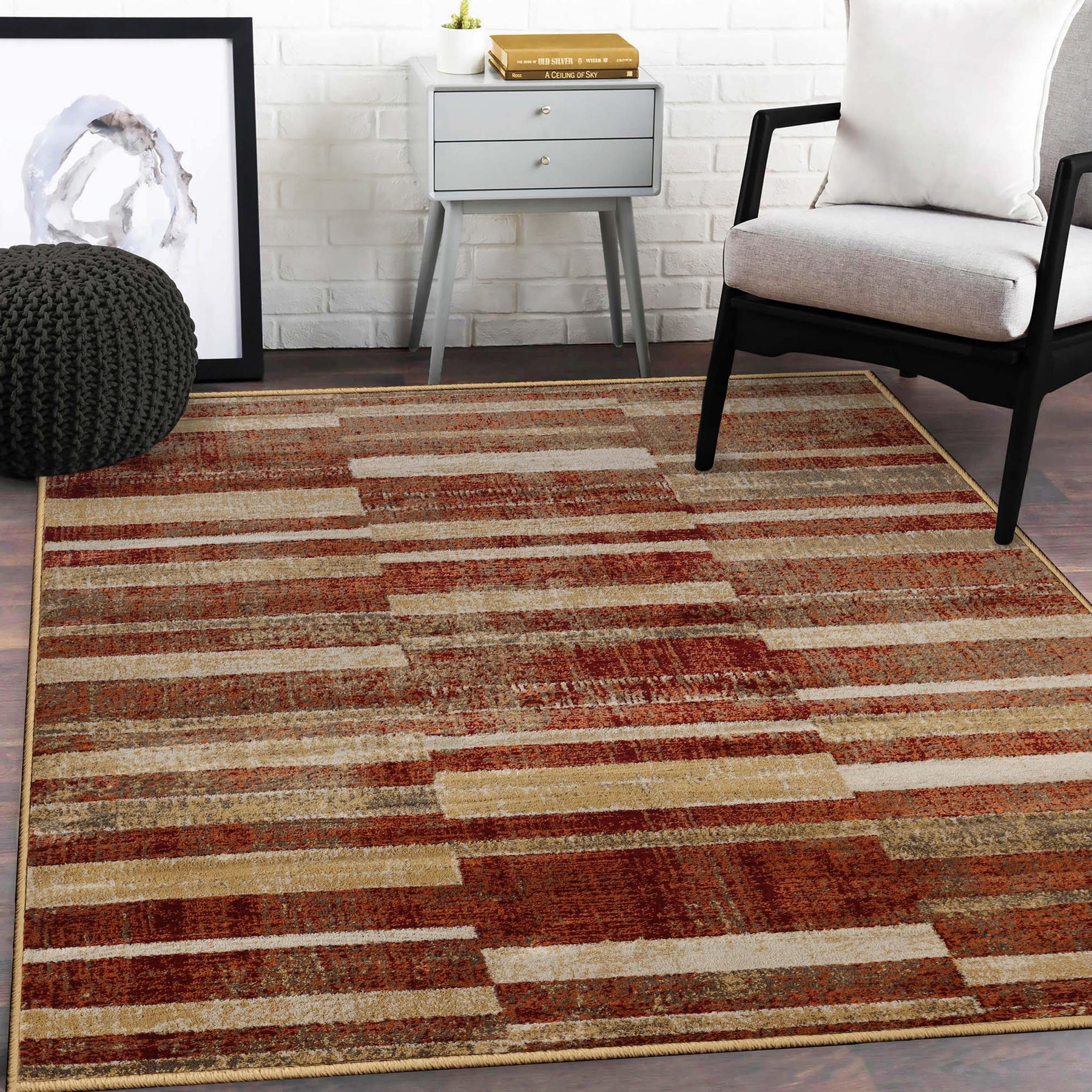 Radko Modern Striped Indoor Area Rugs or Runner Rug