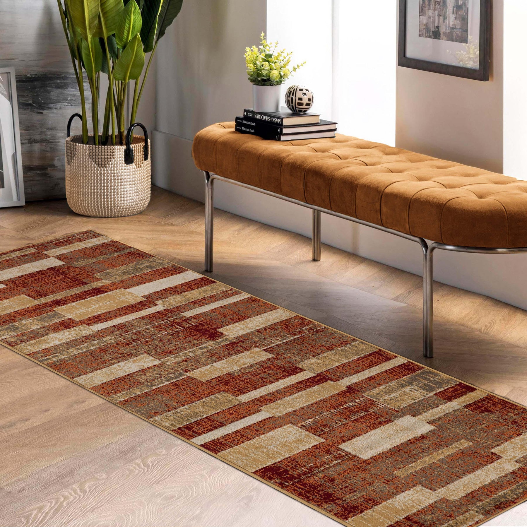 Radko Modern Striped Indoor Area Rugs or Runner Rug