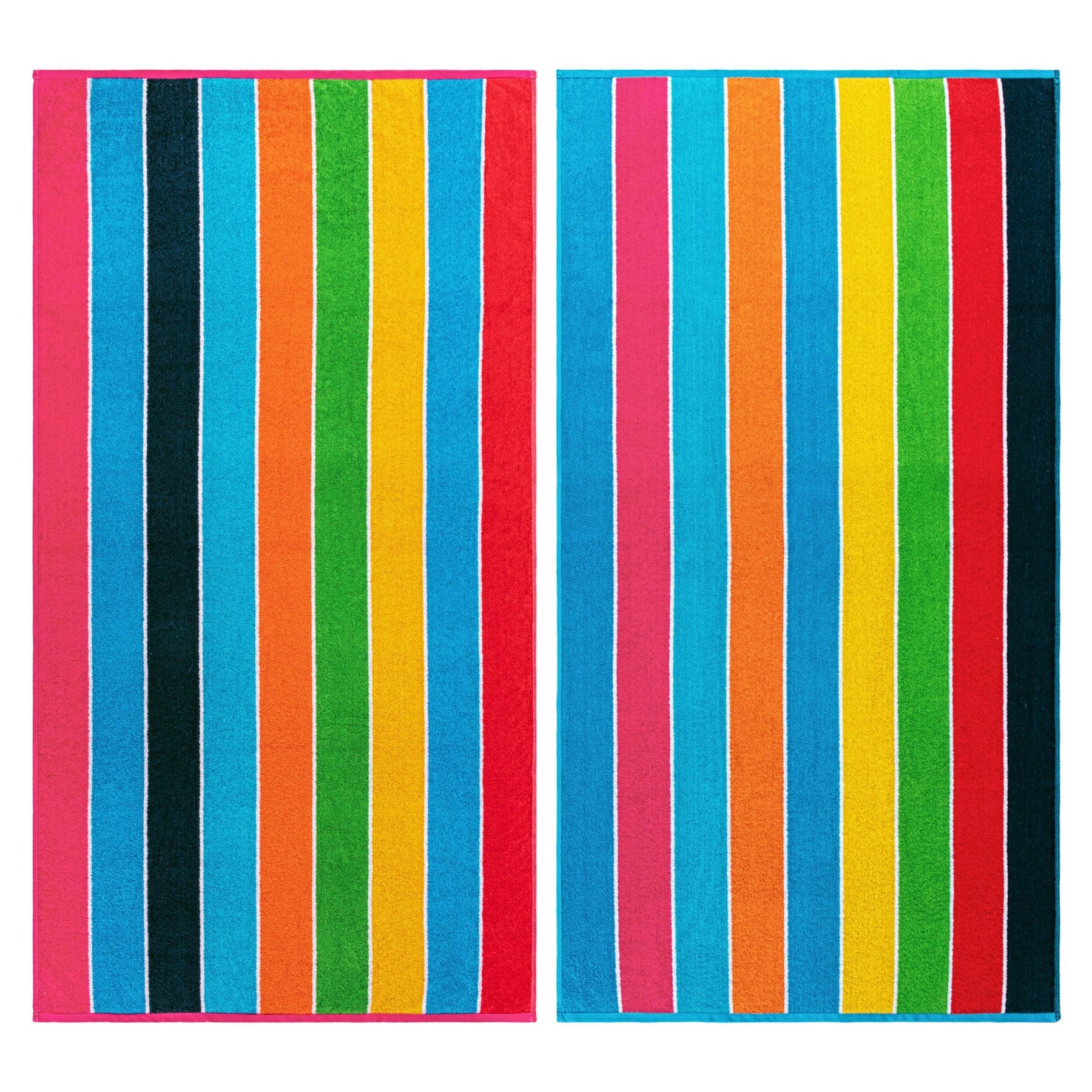 Rainbow Stripes Egyptian Cotton Oversized 2 Piece Beach Towel Set
