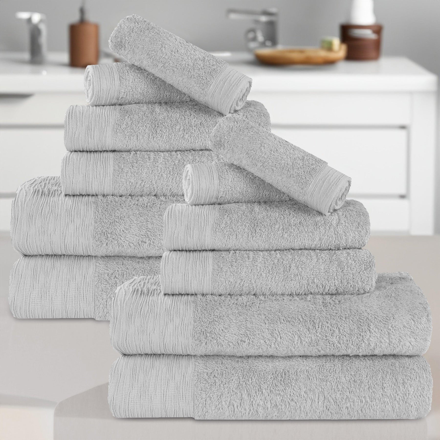Rayon from Bamboo Eco-Friendly Fluffy Soft Solid 12 Piece Towel Set
