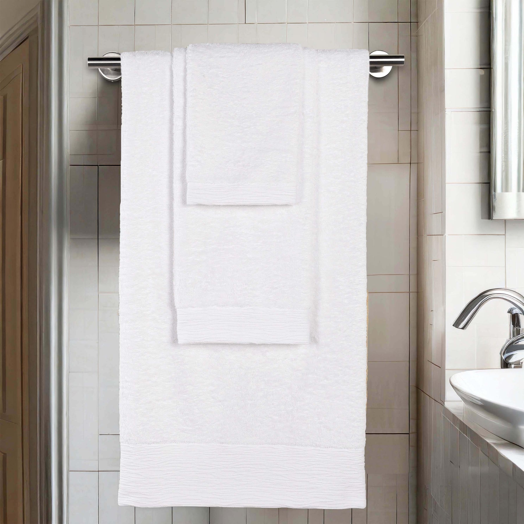 Rayon from Bamboo Eco-Friendly Fluffy Soft Solid 3 Piece Towel Set