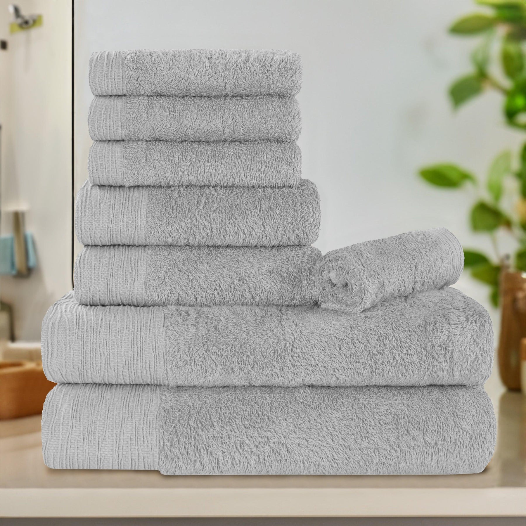 Rayon from Bamboo Eco-Friendly Fluffy Soft Solid 8 Piece Towel Set
