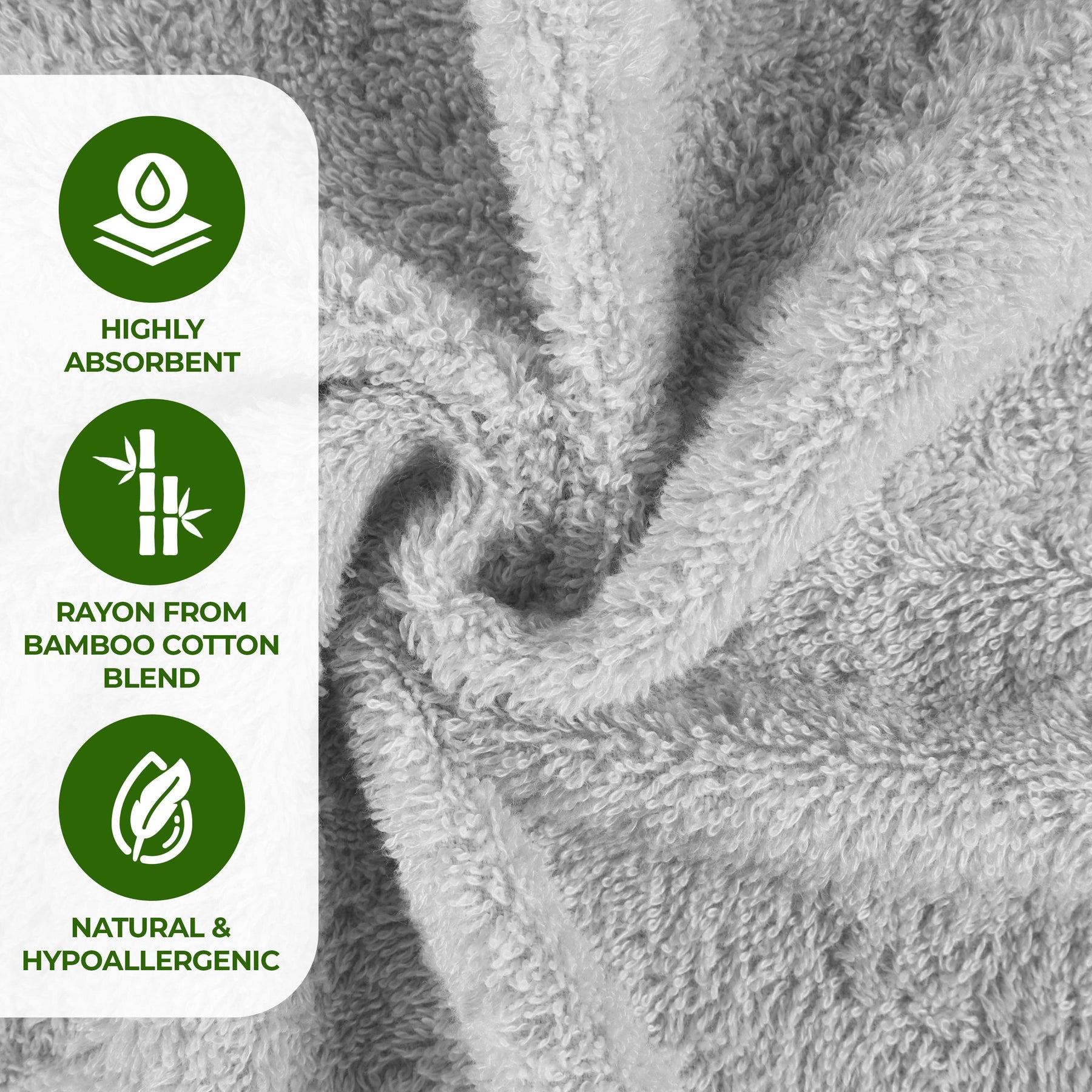Rayon from Bamboo Eco-Friendly Fluffy Soft Solid 8 Piece Towel Set