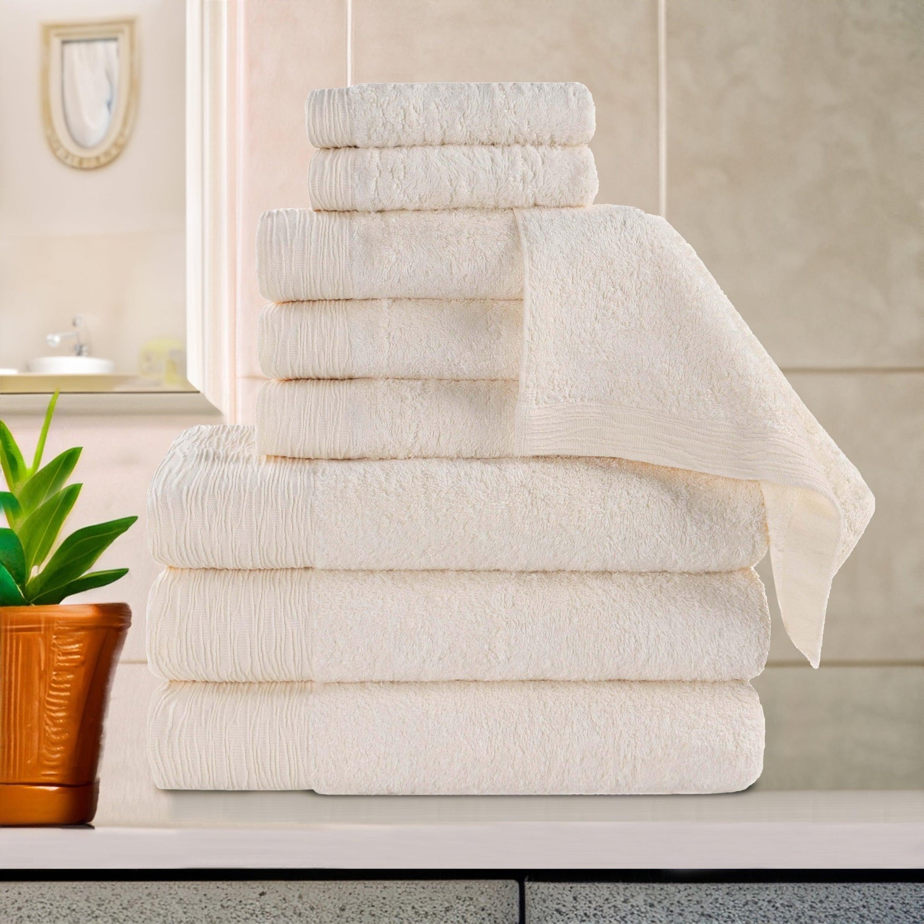 Rayon from Bamboo Eco-Friendly Fluffy Soft Solid 9 Piece Towel Set