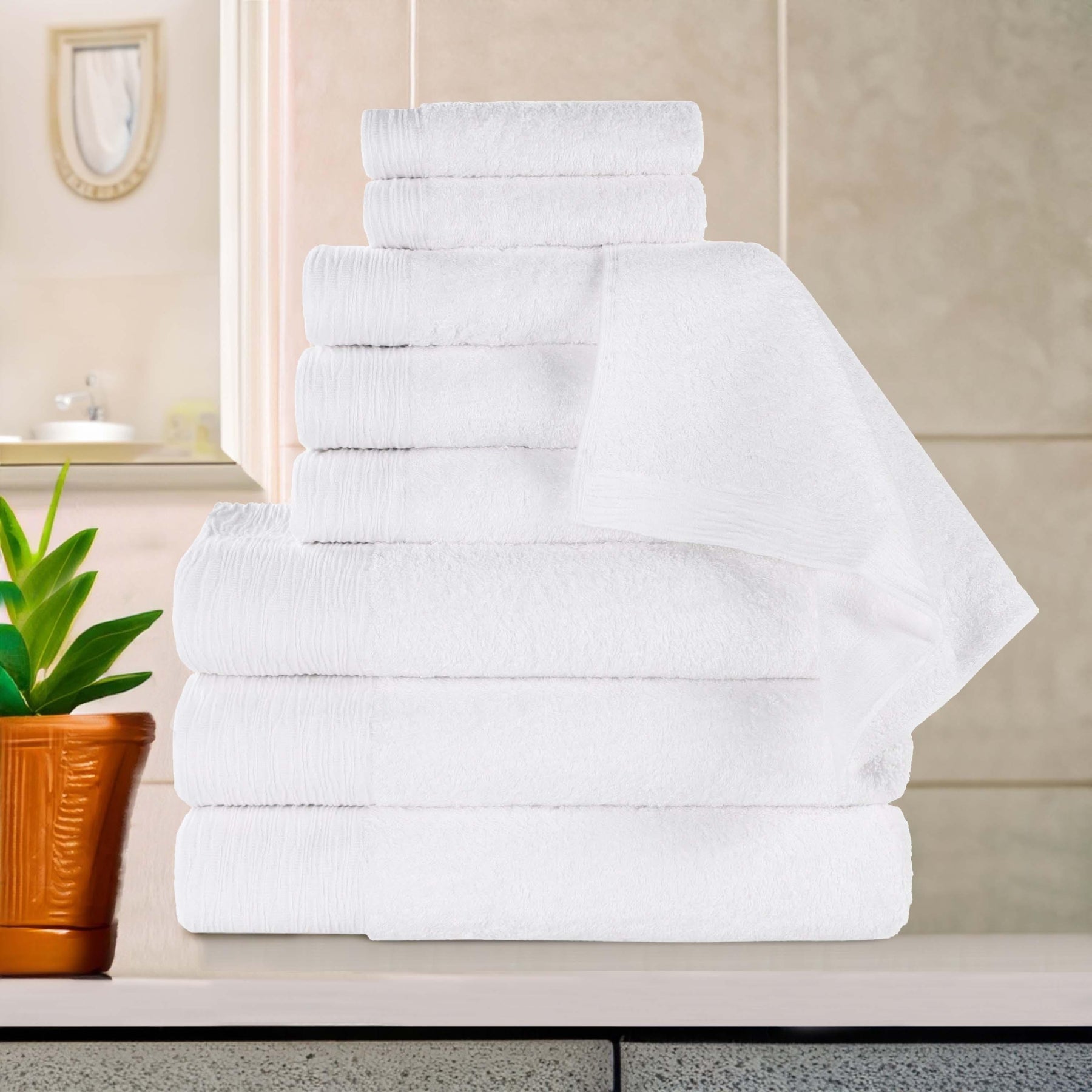 Rayon from Bamboo Eco-Friendly Fluffy Soft Solid 9 Piece Towel Set