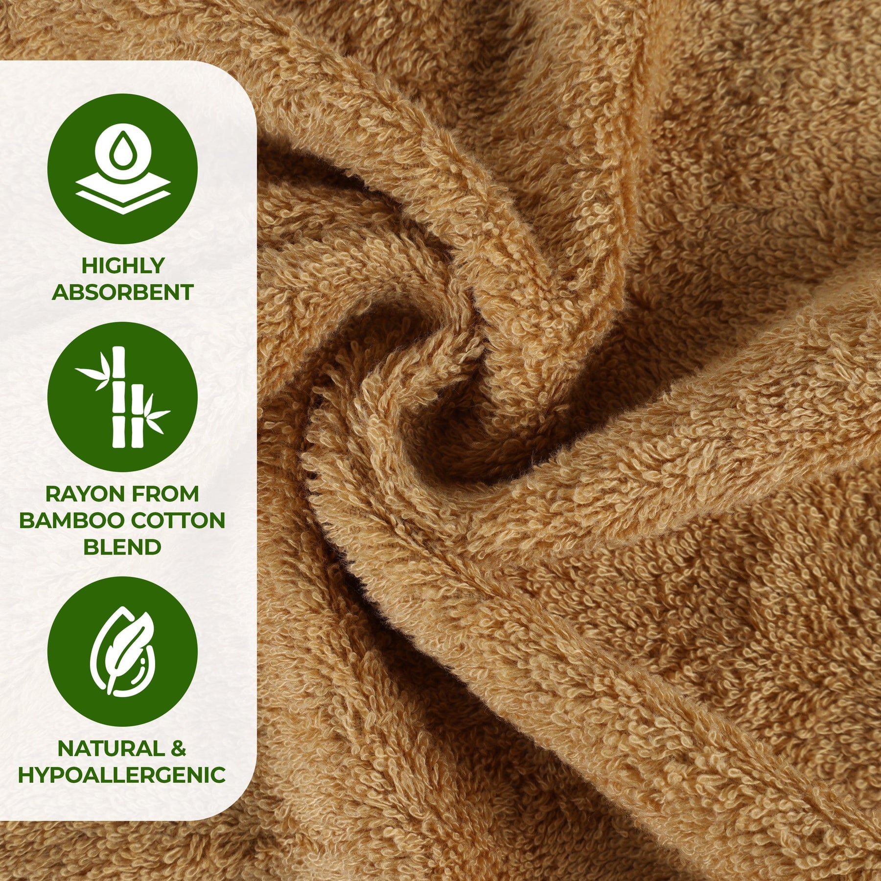 Rayon from Bamboo Eco-Friendly Fluffy Soft Solid 9 Piece Towel Set