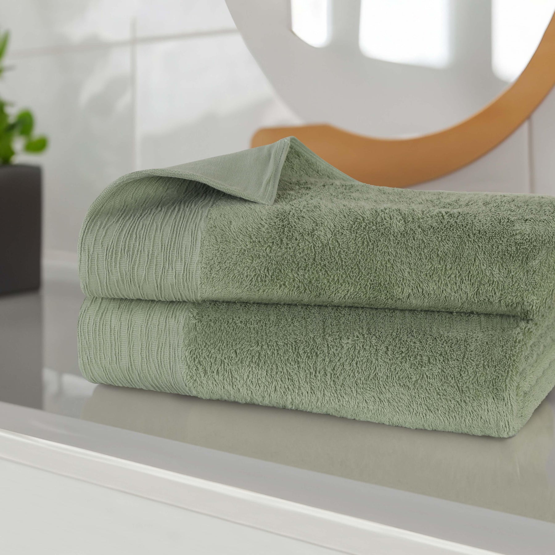 Rayon from Bamboo Eco-Friendly Fluffy Soft Solid Bath Sheet Set of 2