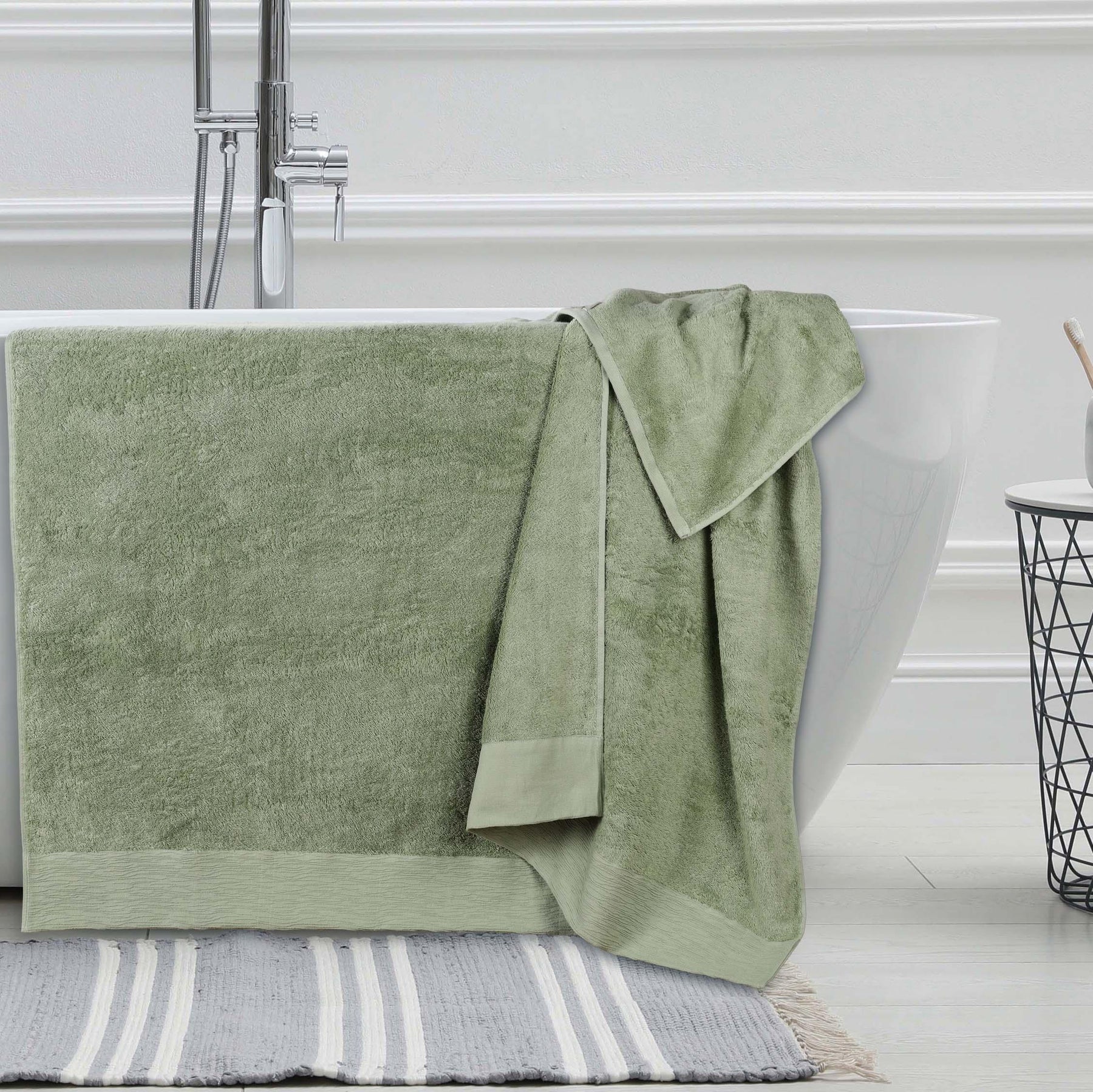 Rayon from Bamboo Eco-Friendly Fluffy Soft Solid Bath Sheet Set of 2
