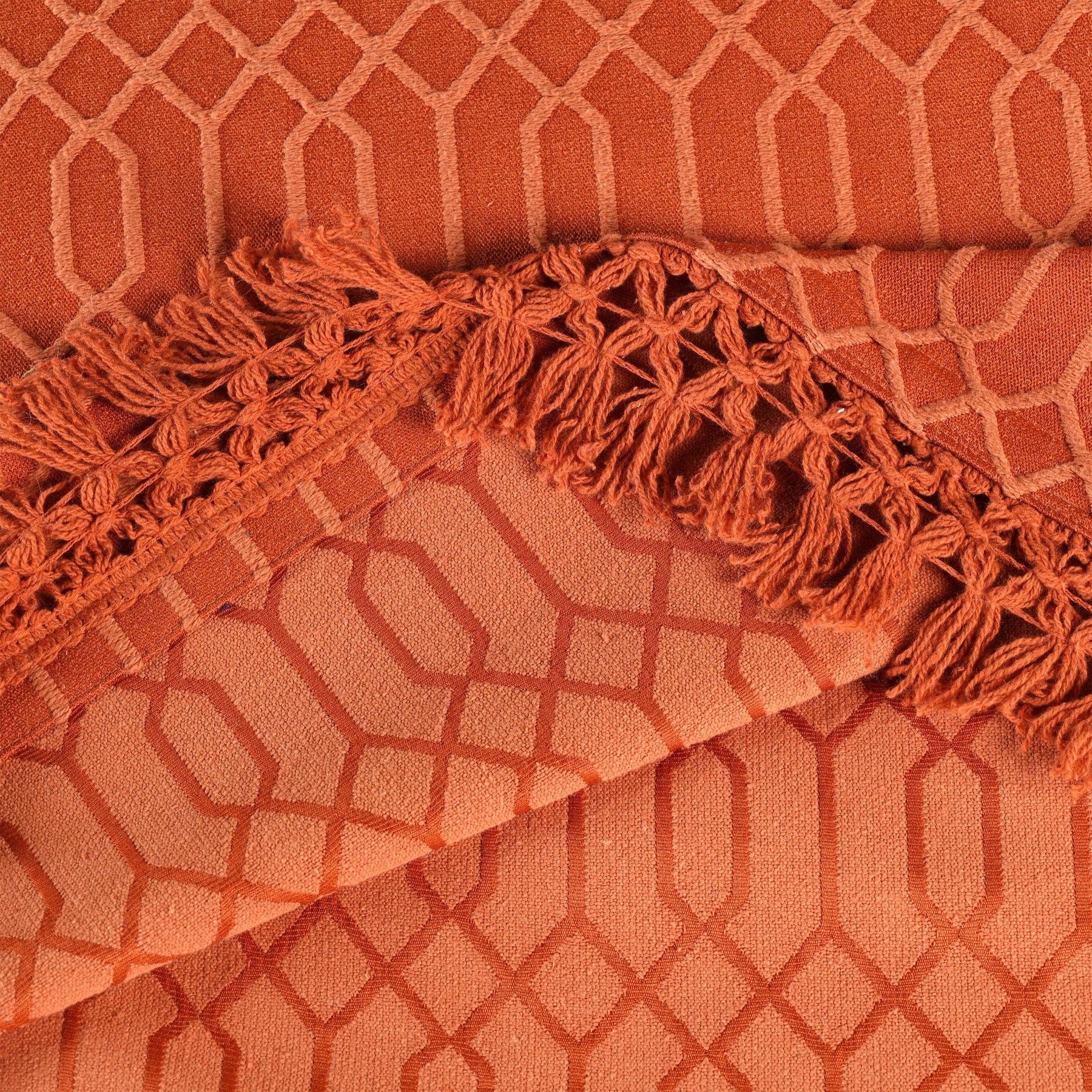 Remi Cotton Blend Jacquard Geometric Fringe Bedspread Set