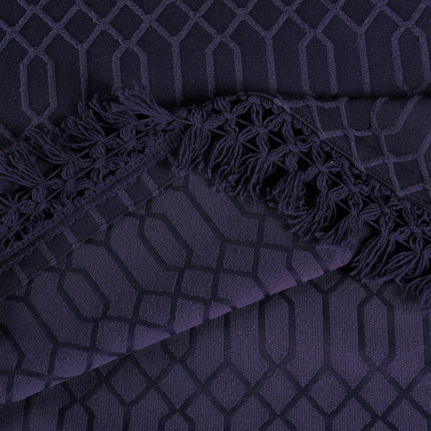 Remi Cotton Blend Jacquard Geometric Fringe Bedspread Set