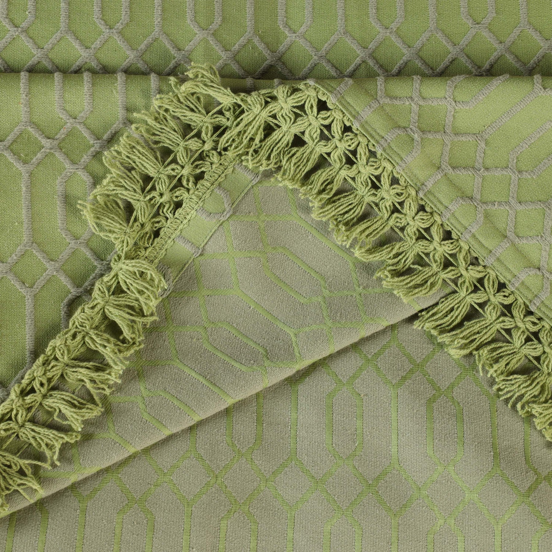 Remi Cotton Blend Jacquard Geometric Fringe Bedspread Set