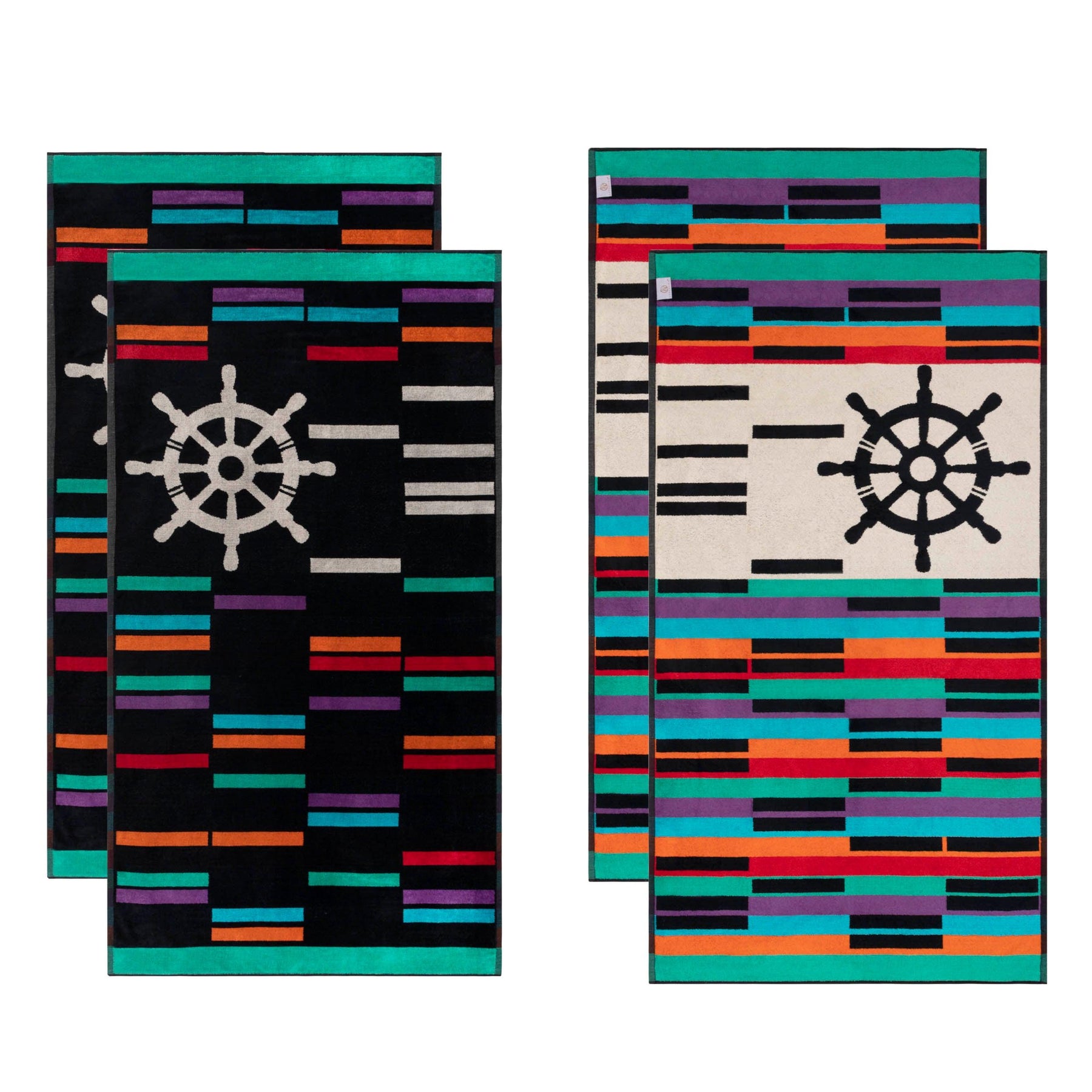 Retro Spin Wheel Oversized 4 Piece Beach Towel Set