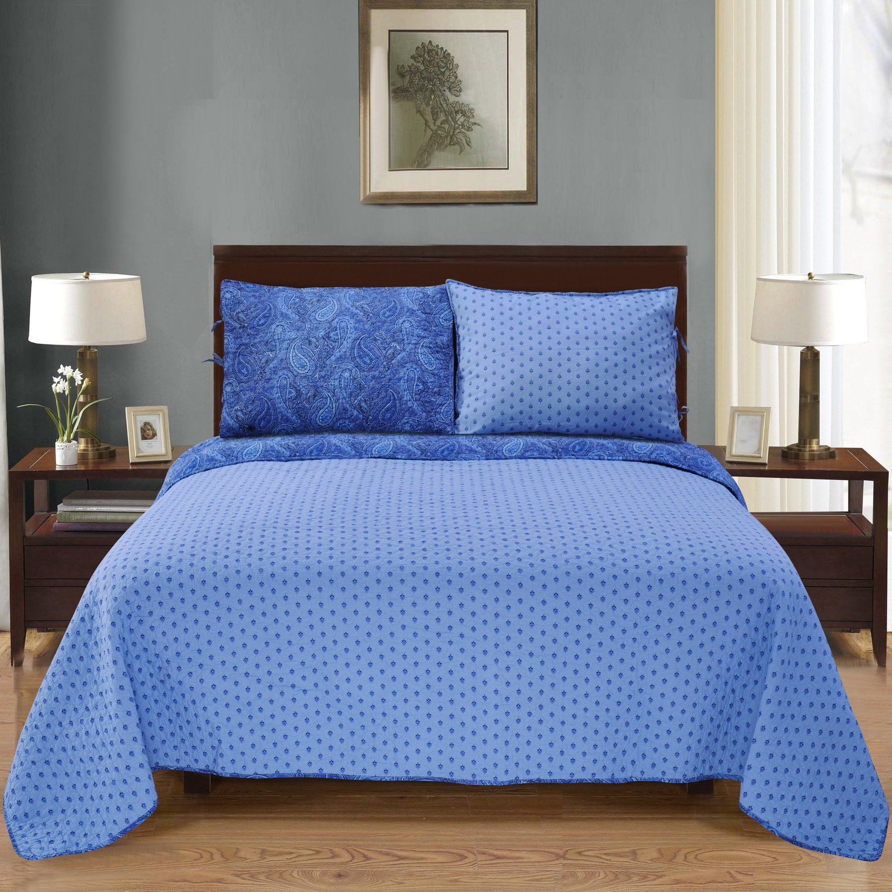 Reversible Moroccan Paisley Cotton Quilt Set