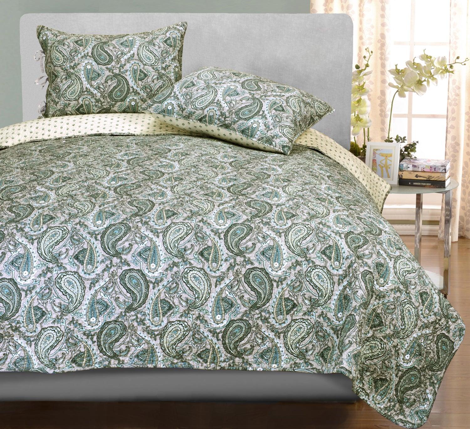 Reversible Moroccan Paisley Cotton Quilt Set