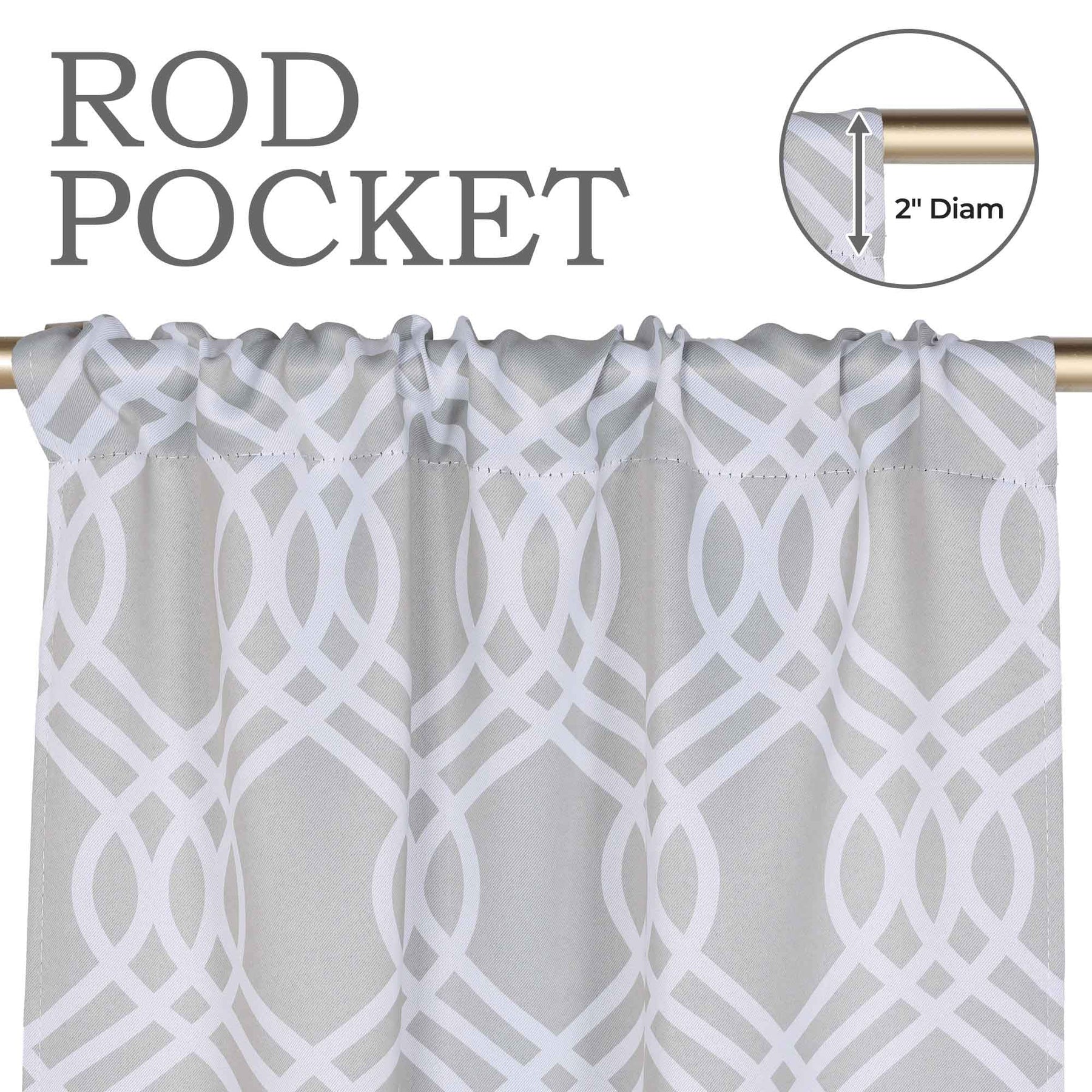 Ribbon Trellis Washable Room Darkening Blackout Curtains, Set of 2