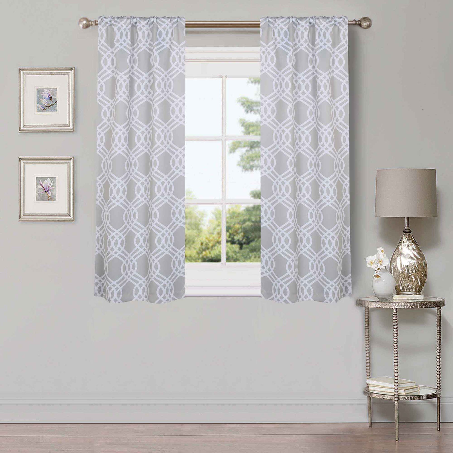 Ribbon Trellis Washable Room Darkening Blackout Curtains, Set of 2