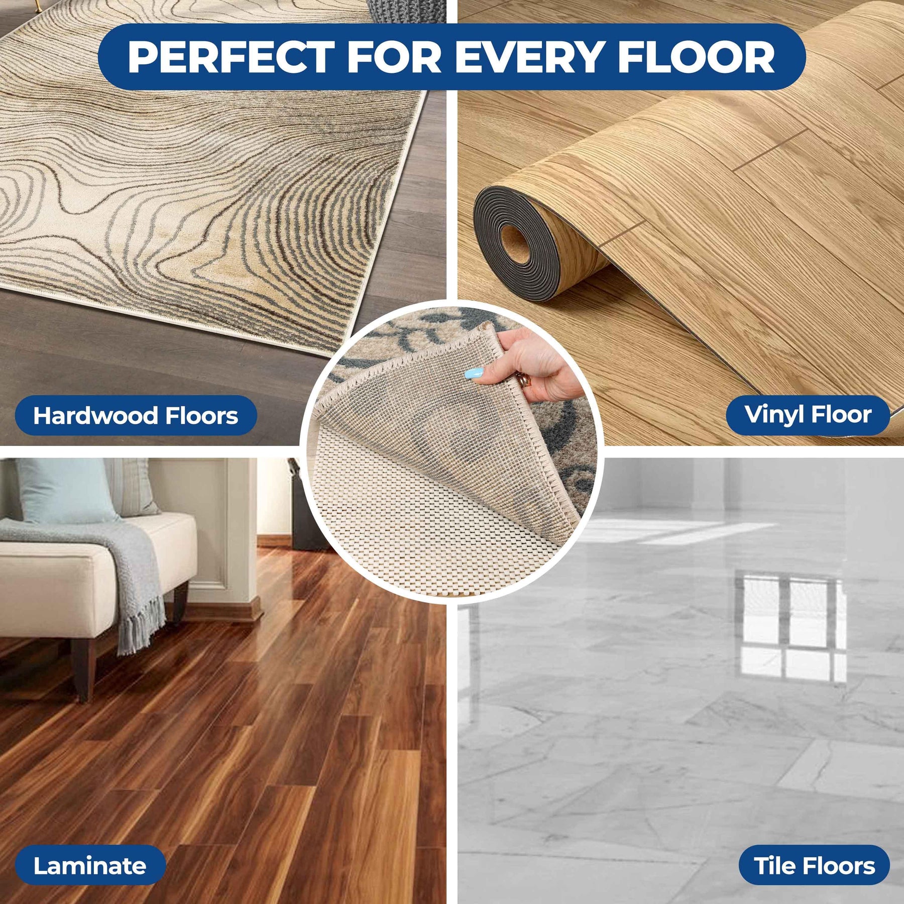 Rio Reversible Non-Slip Ultra-Grip Foam Mesh Indoor Area Rug Pad