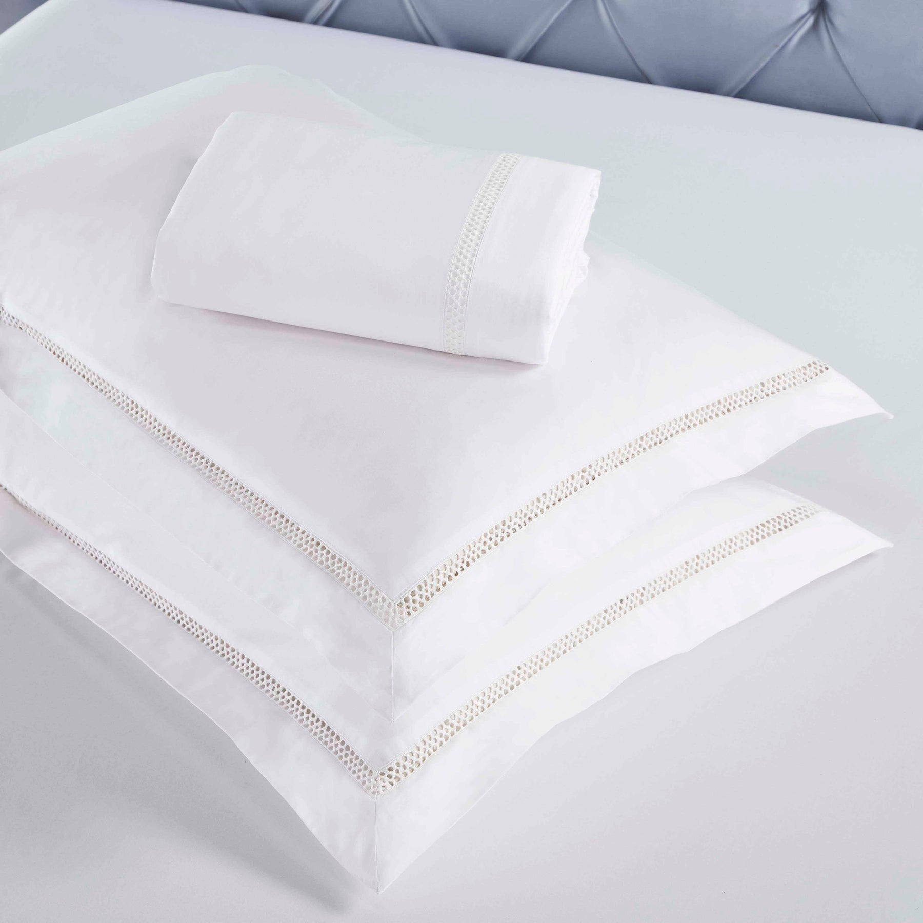Riverton Cotton Cross-Stitch Embroidered 3 Piece Duvet Cover Set