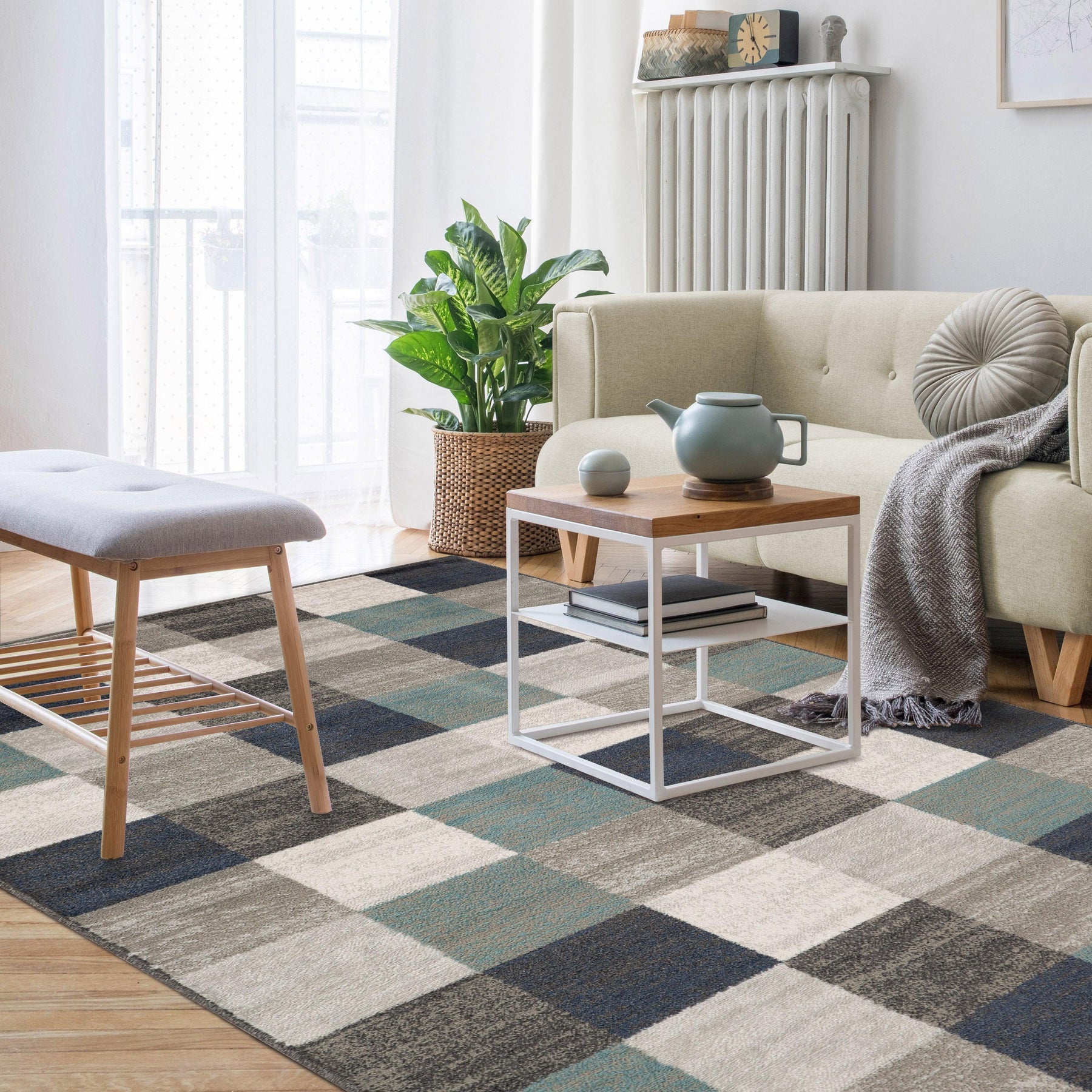 Rockaway Modern Geometric Checkered Indoor Area Rug Or Runner