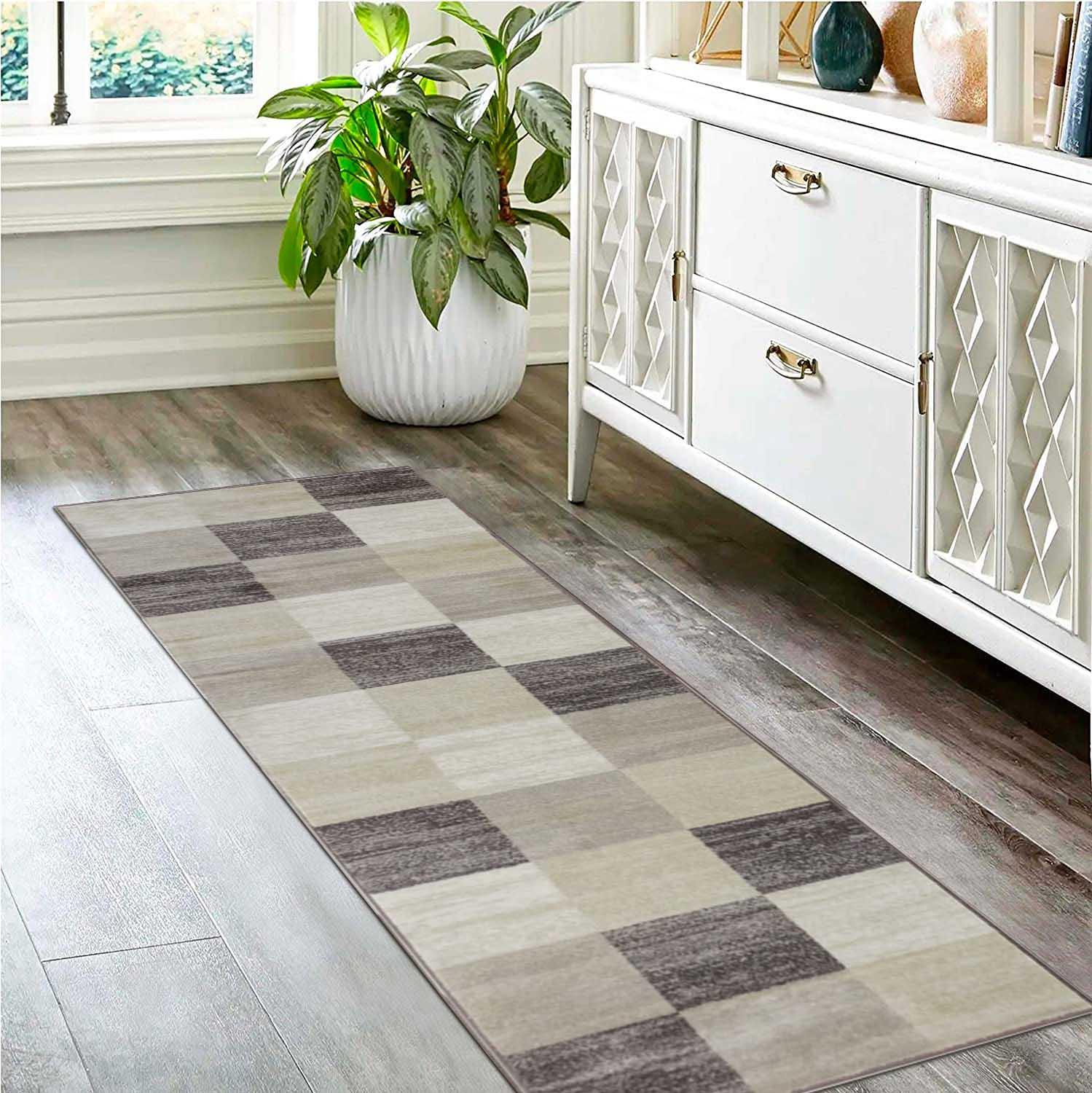 Rockaway Modern Geometric Checkered Indoor Area Rug Or Runner