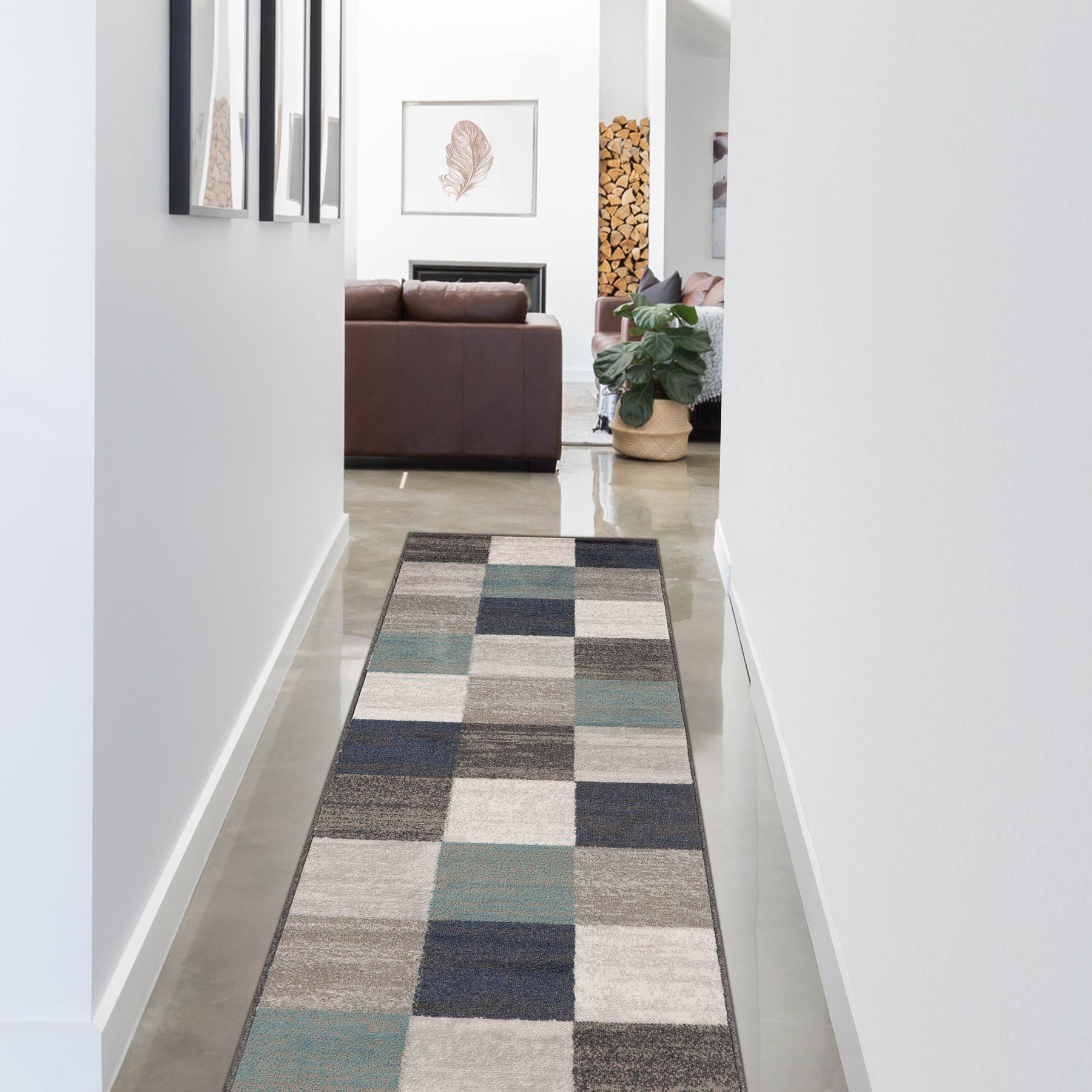 Rockaway Modern Geometric Checkered Indoor Area Rug Or Runner