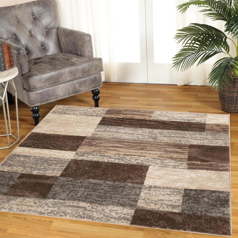 Rockwood Modern Geometric Patchwork Indoor Area Rug or Runner