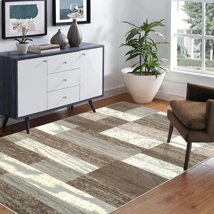 Rockwood Modern Geometric Patchwork Indoor Area Rug or Runner