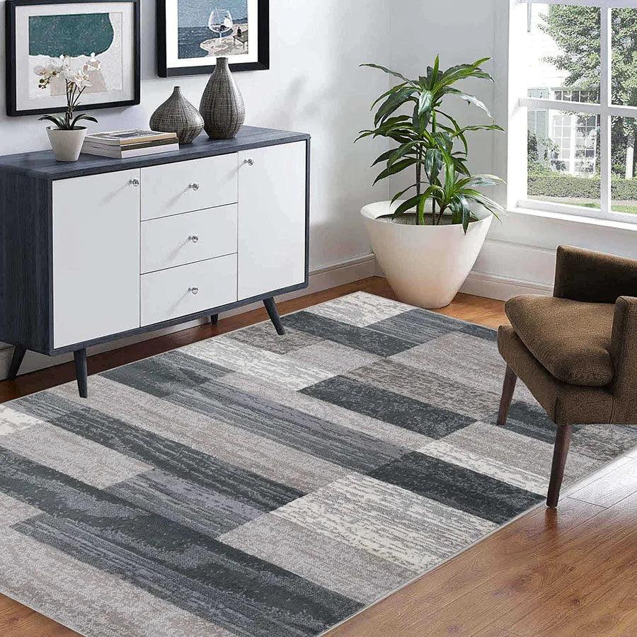 Rockwood Modern Geometric Patchwork Indoor Area Rug or Runner