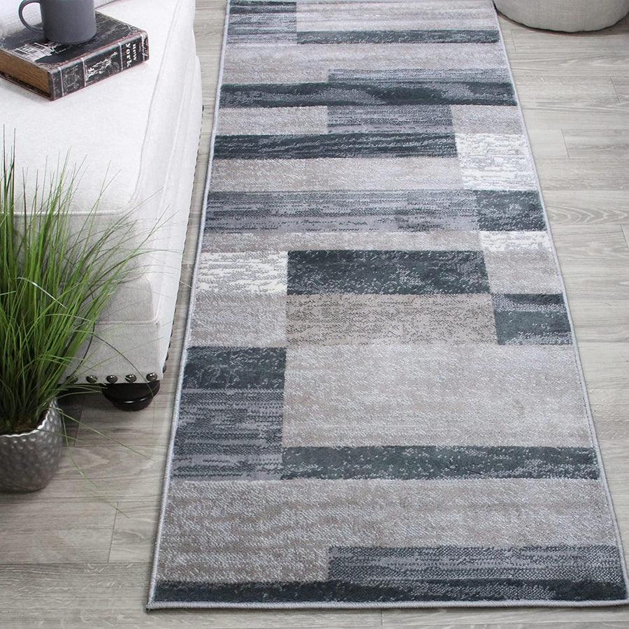Rockwood Modern Geometric Patchwork Indoor Area Rug or Runner