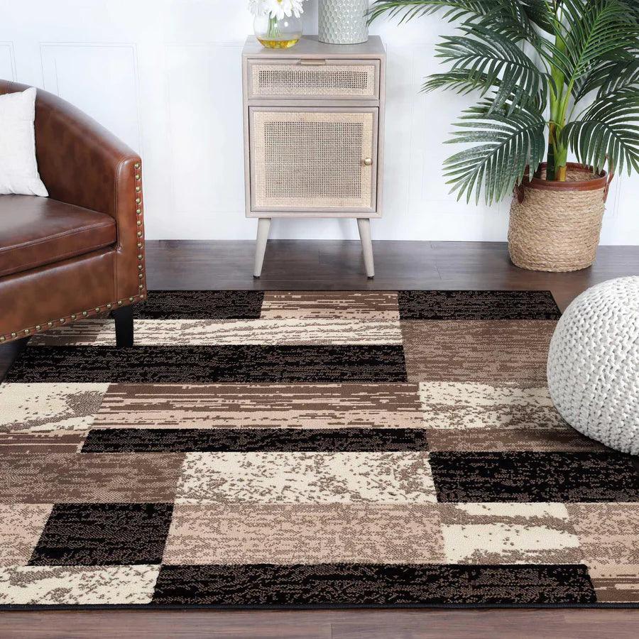 Rockwood Modern Geometric Patchwork Indoor Area Rug or Runner