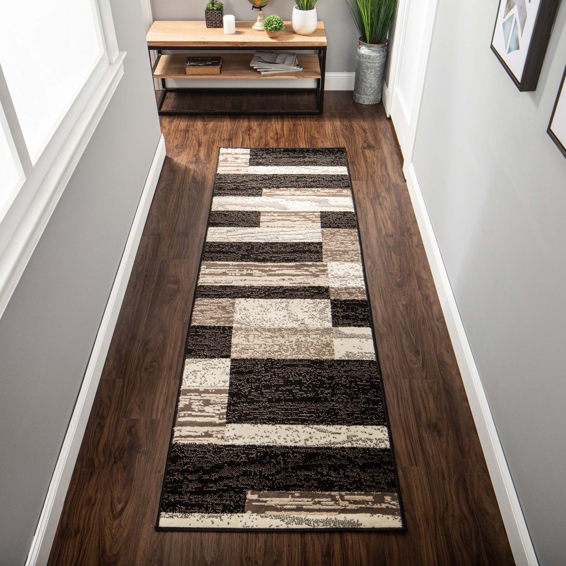 Rockwood Modern Geometric Patchwork Indoor Area Rug or Runner