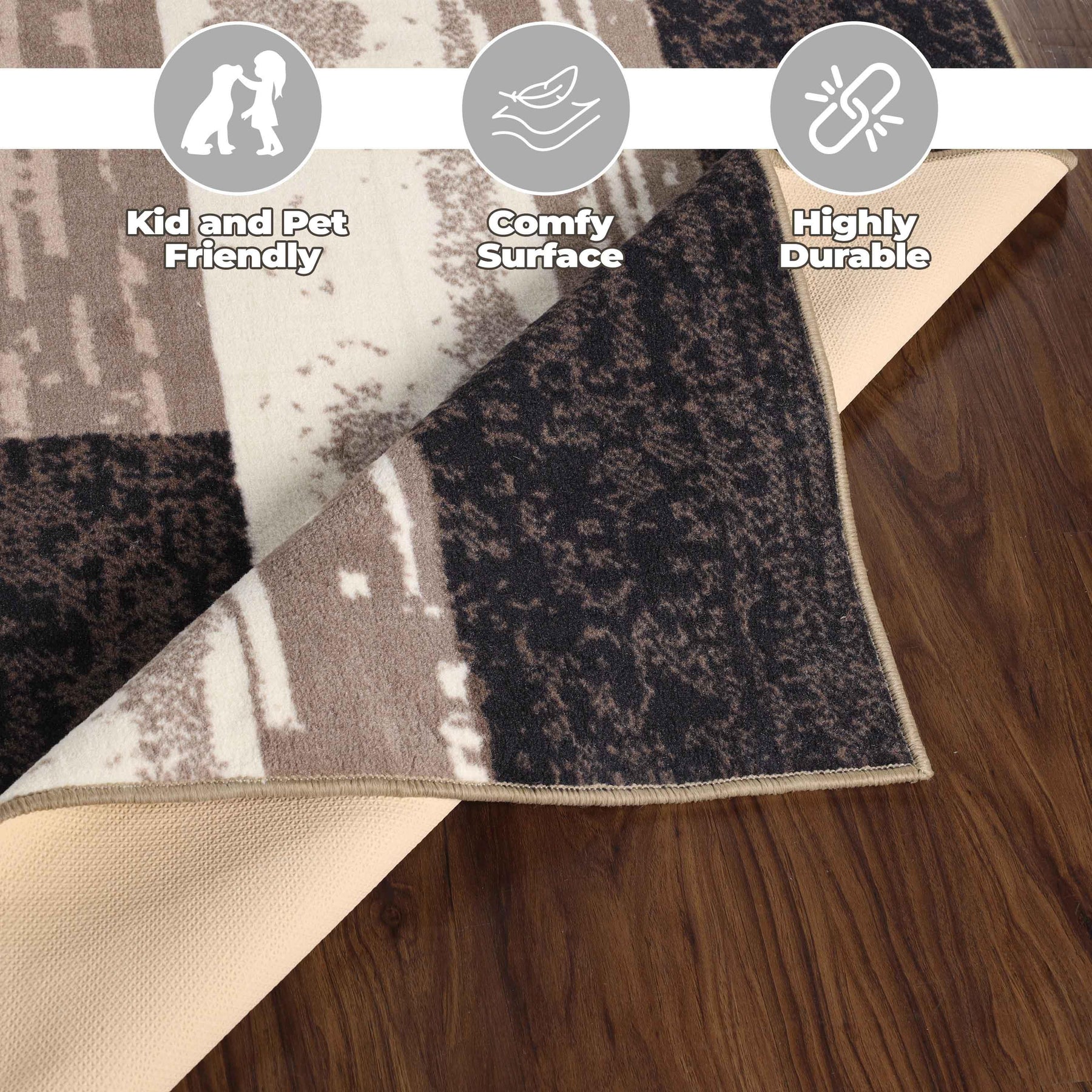Rockwood Modern Geometric Patchwork Indoor Area Rug or Runner