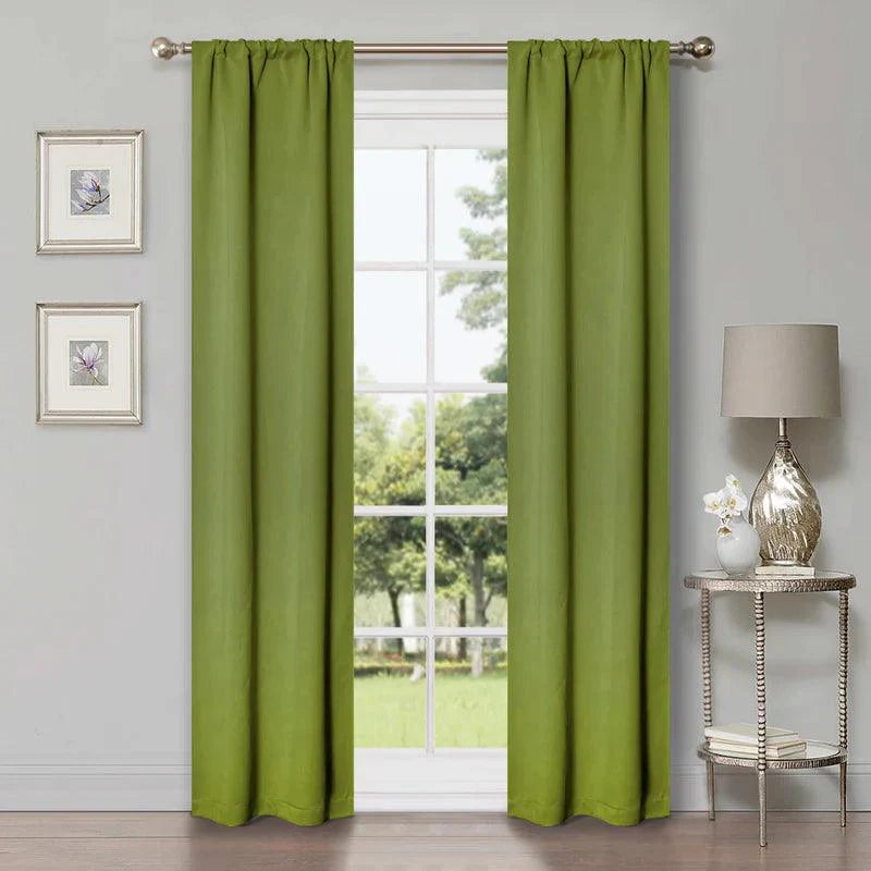 Rod Pocket Room Darkening Solid Blackout Curtains, Set of 2