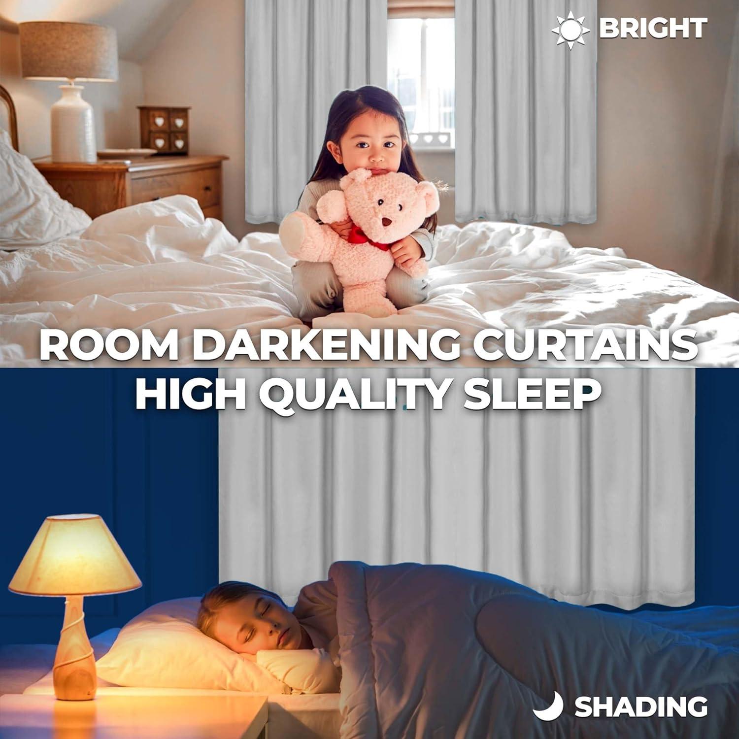 Rod Pocket Room Darkening Solid Blackout Curtains, Set of 2