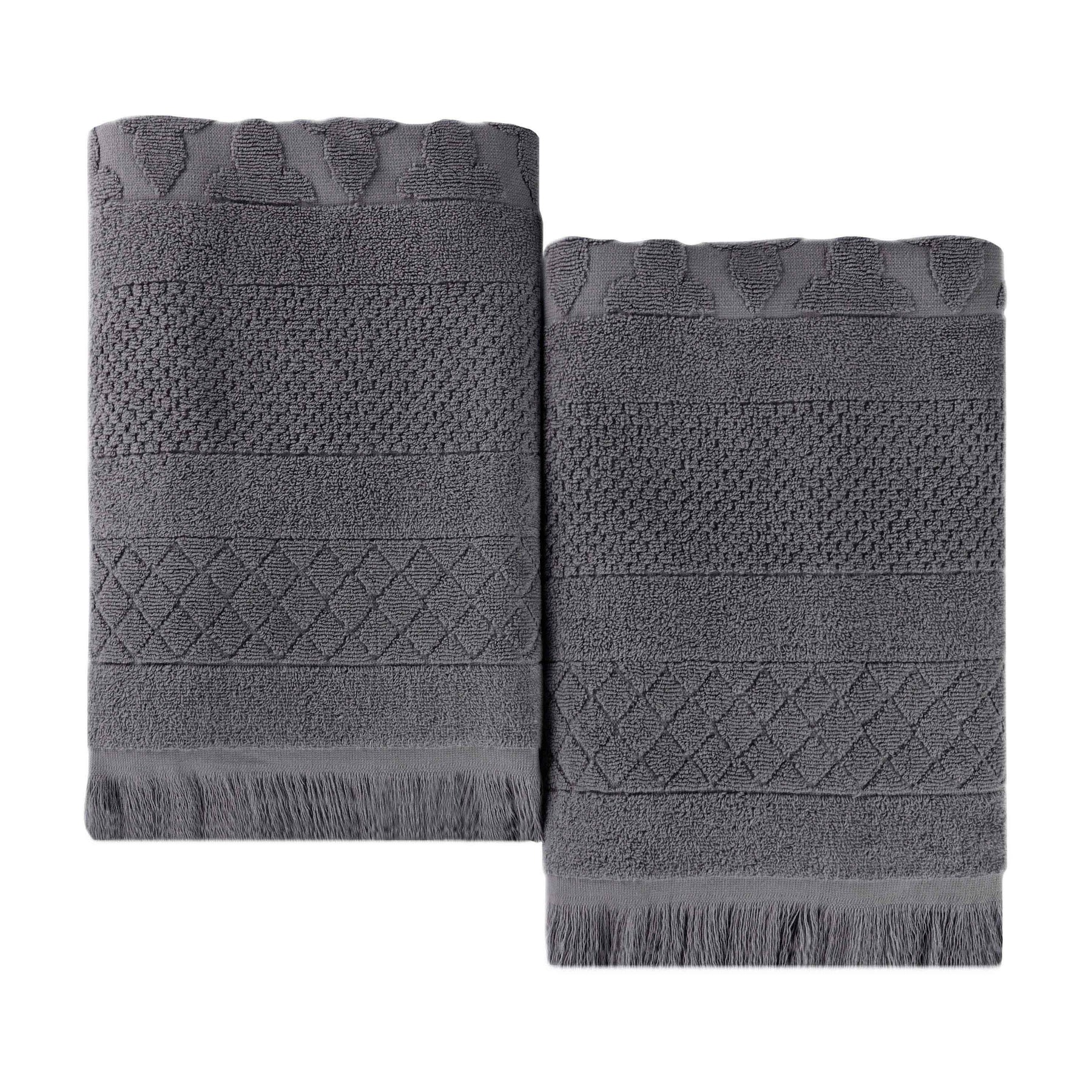 Rolla Cotton Geometric Jacquard Plush Absorbent Bath Sheet Set of 2