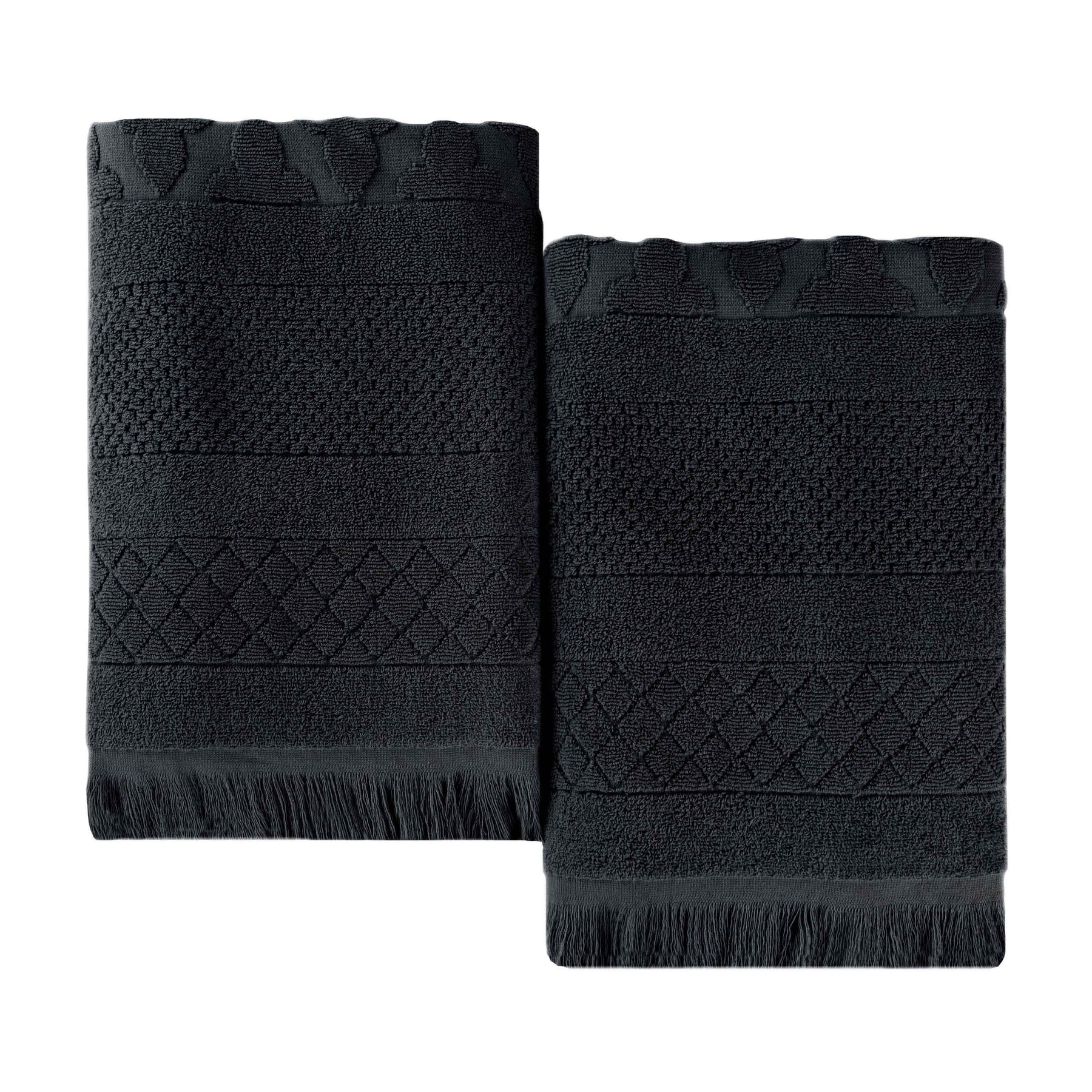 Rolla Cotton Geometric Jacquard Plush Absorbent Bath Sheet Set of 2