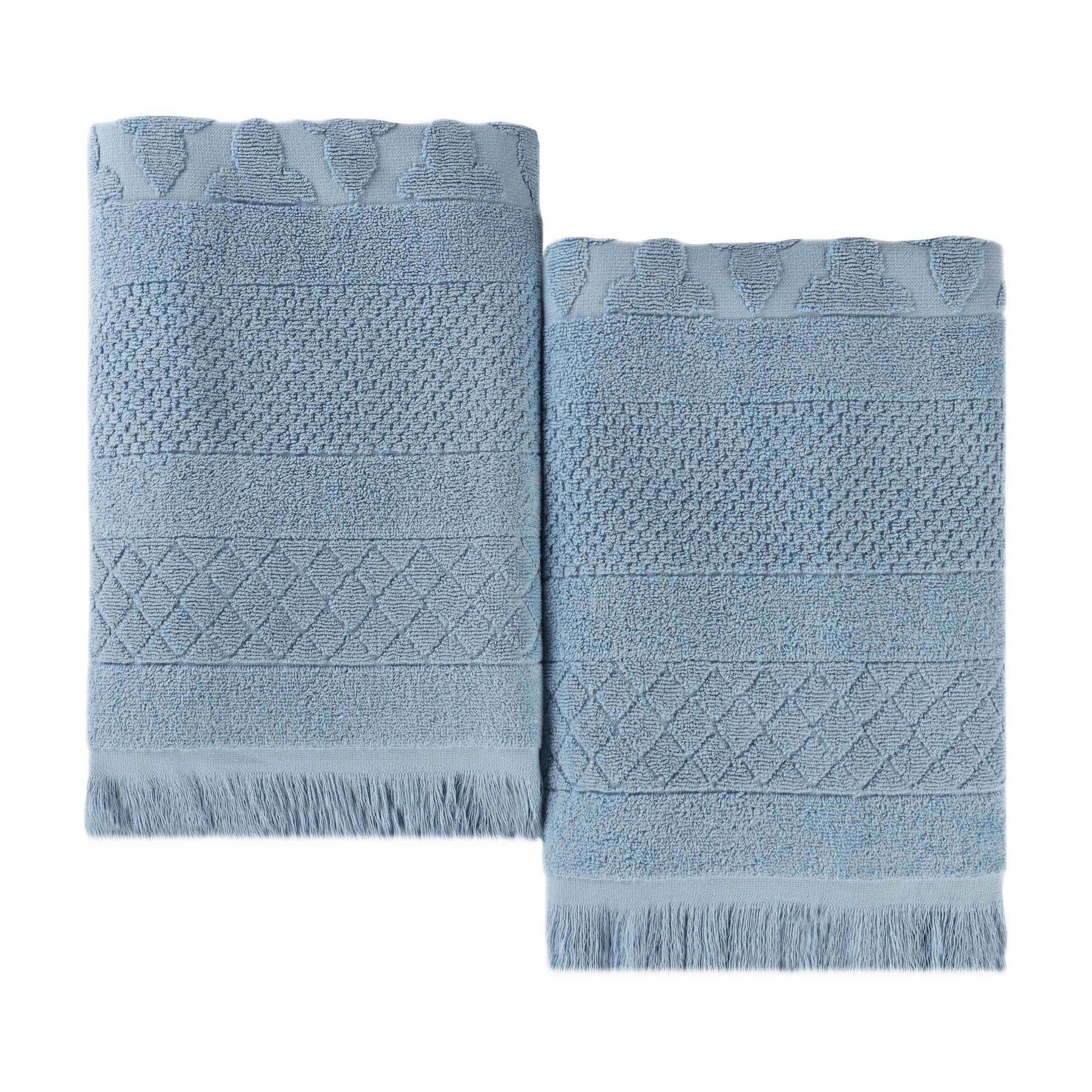 Rolla Cotton Geometric Jacquard Plush Absorbent Bath Sheet Set of 2