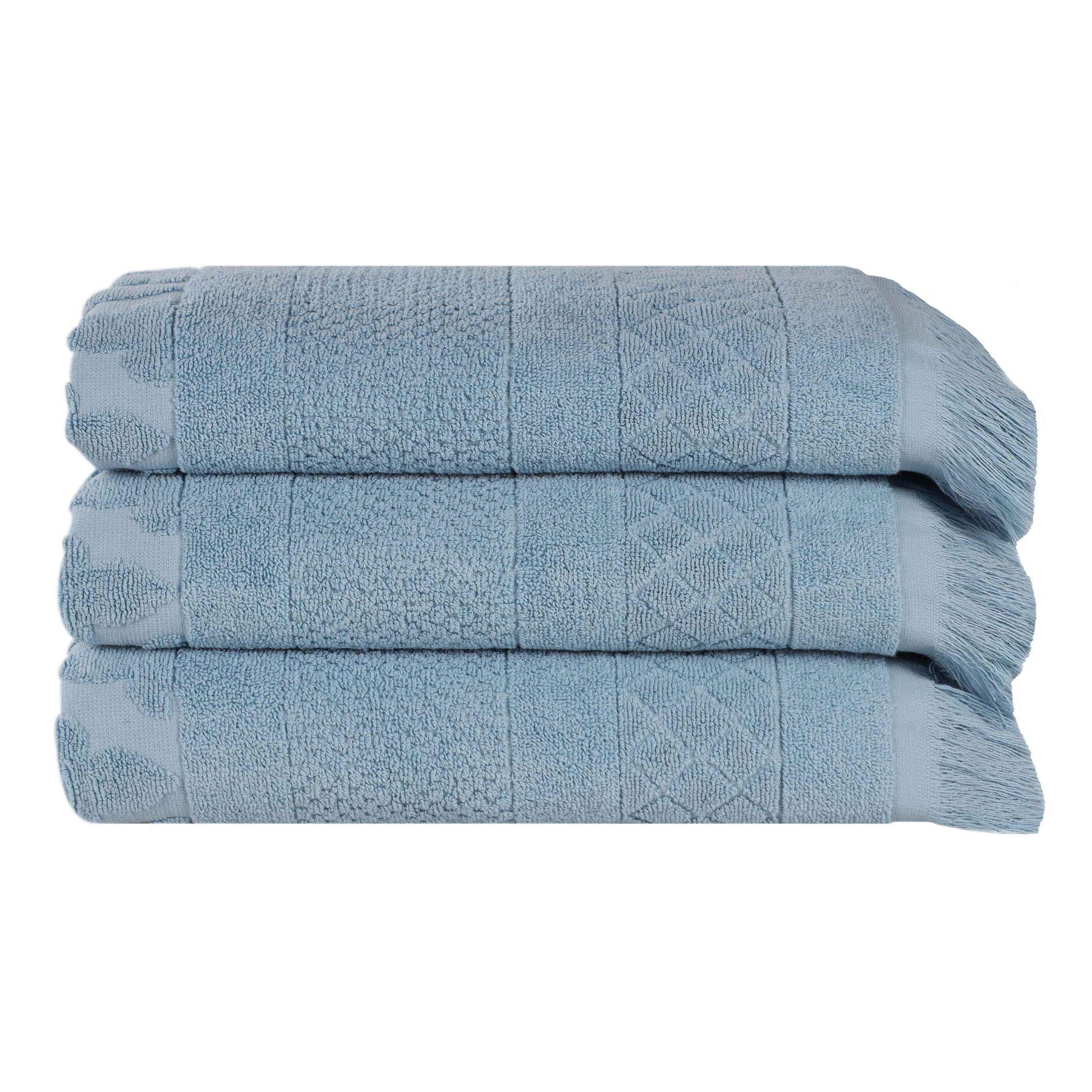 Rolla Cotton Geometric Jacquard Plush Absorbent Bath Towel Set of 3